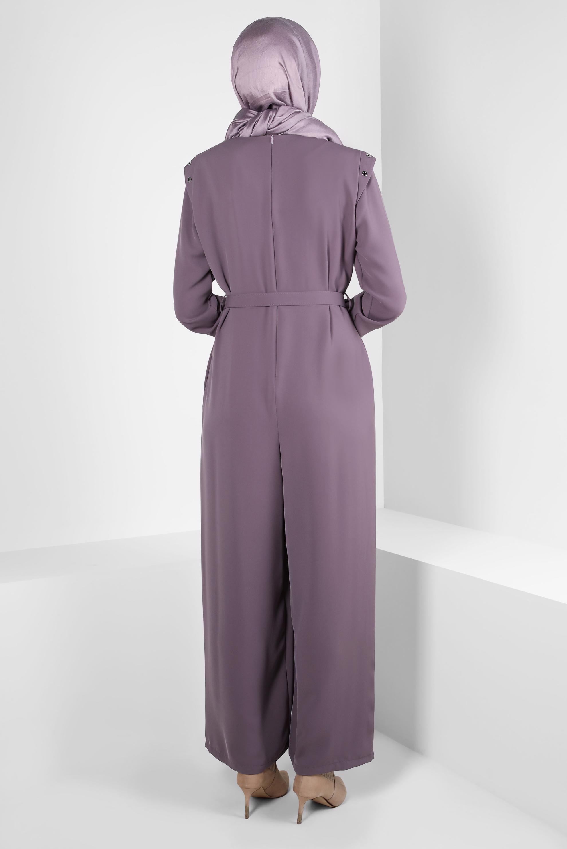 Tesettür giyim PEMBE KEMERLİ TULUM 44253