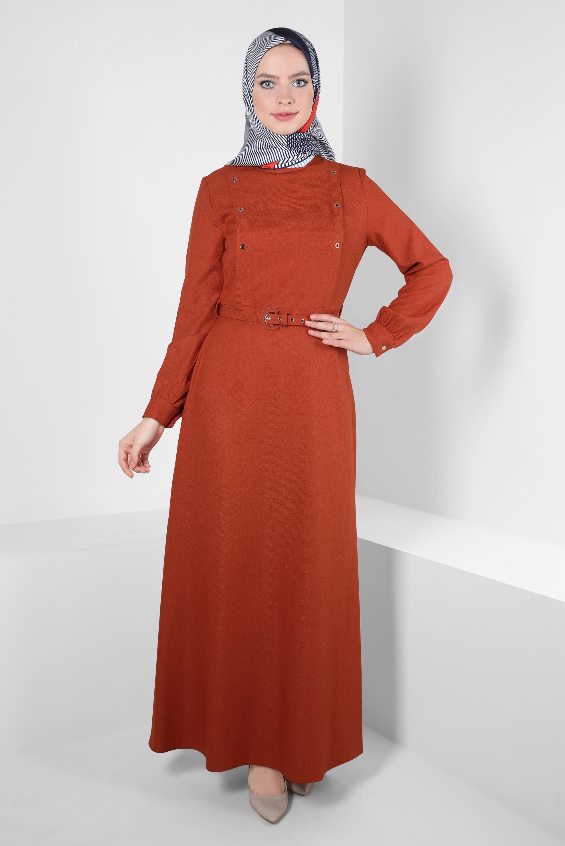 Hijab clothing ORANGE BELTED DRESS 44254