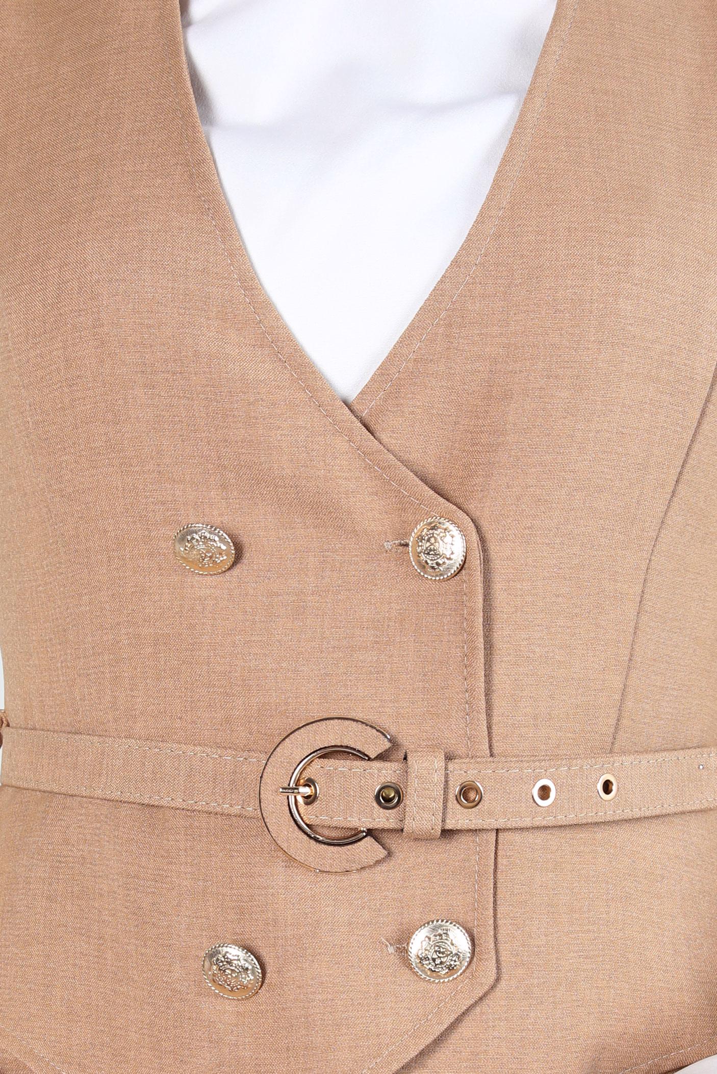 Tesettür giyim BEJ KEMERLİ JİLE ELBİSE 44272