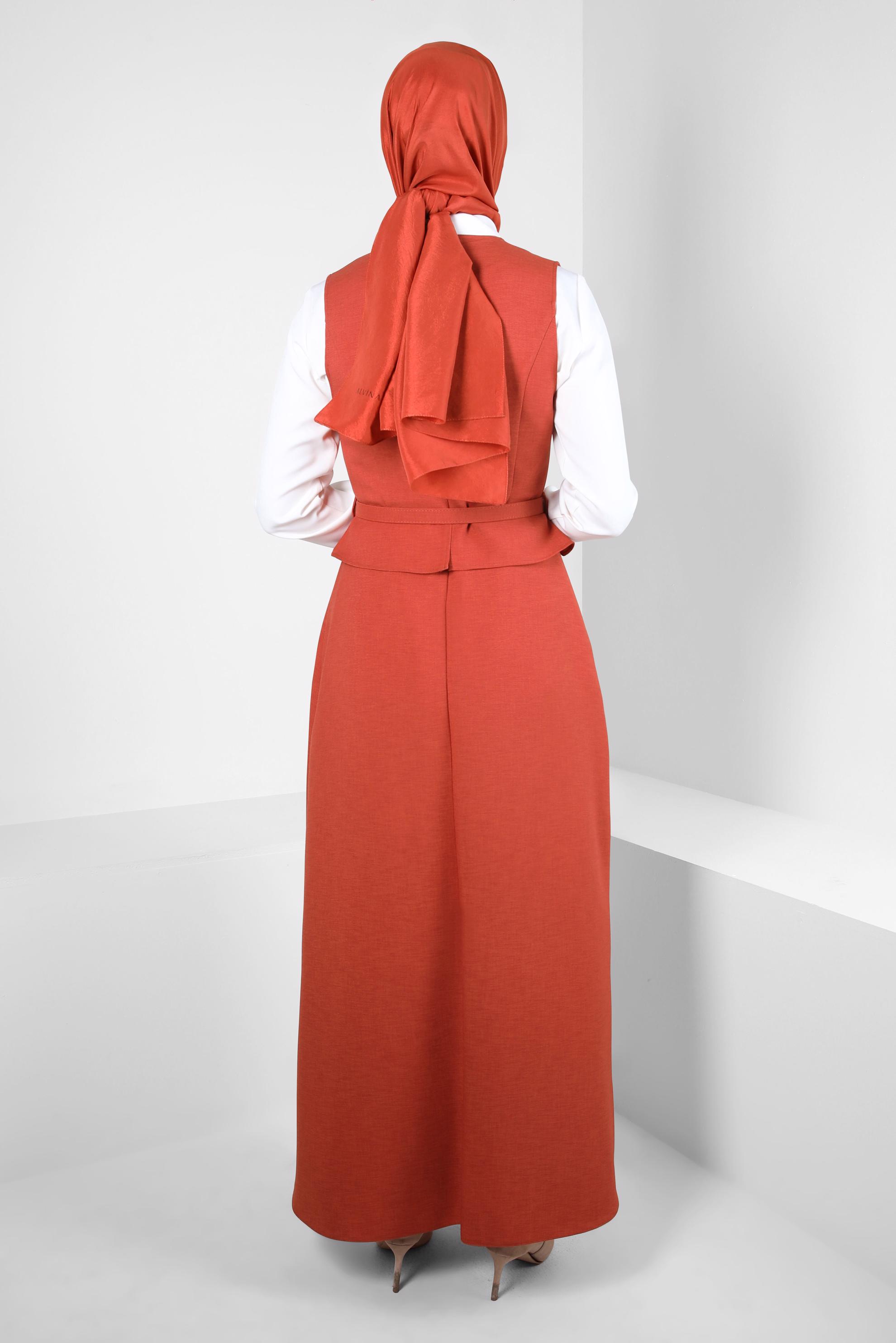Hijab clothing ORANGE BELTED PINAFORE DRESS 44272