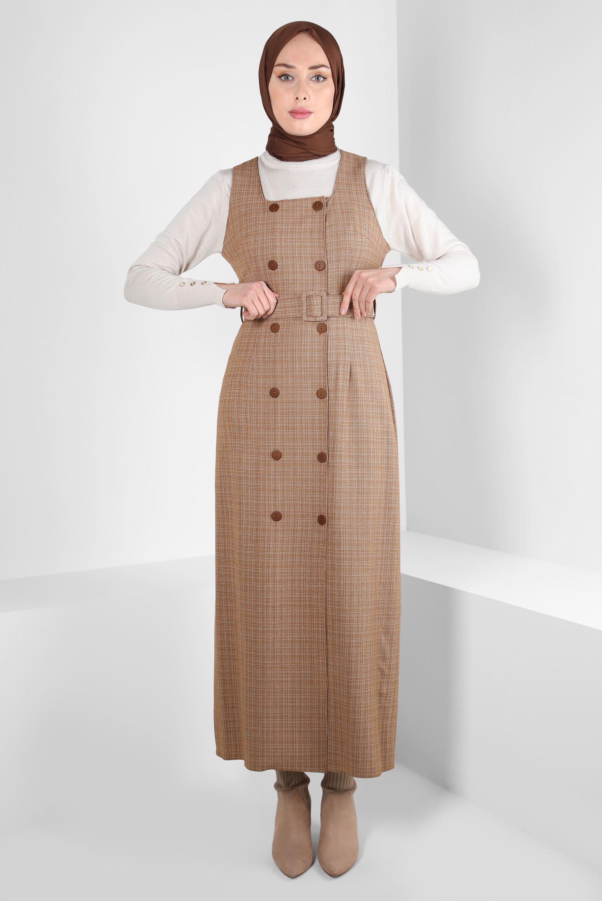 Hijab clothing ORANGE BELTED PINAFORE DRESS 44279