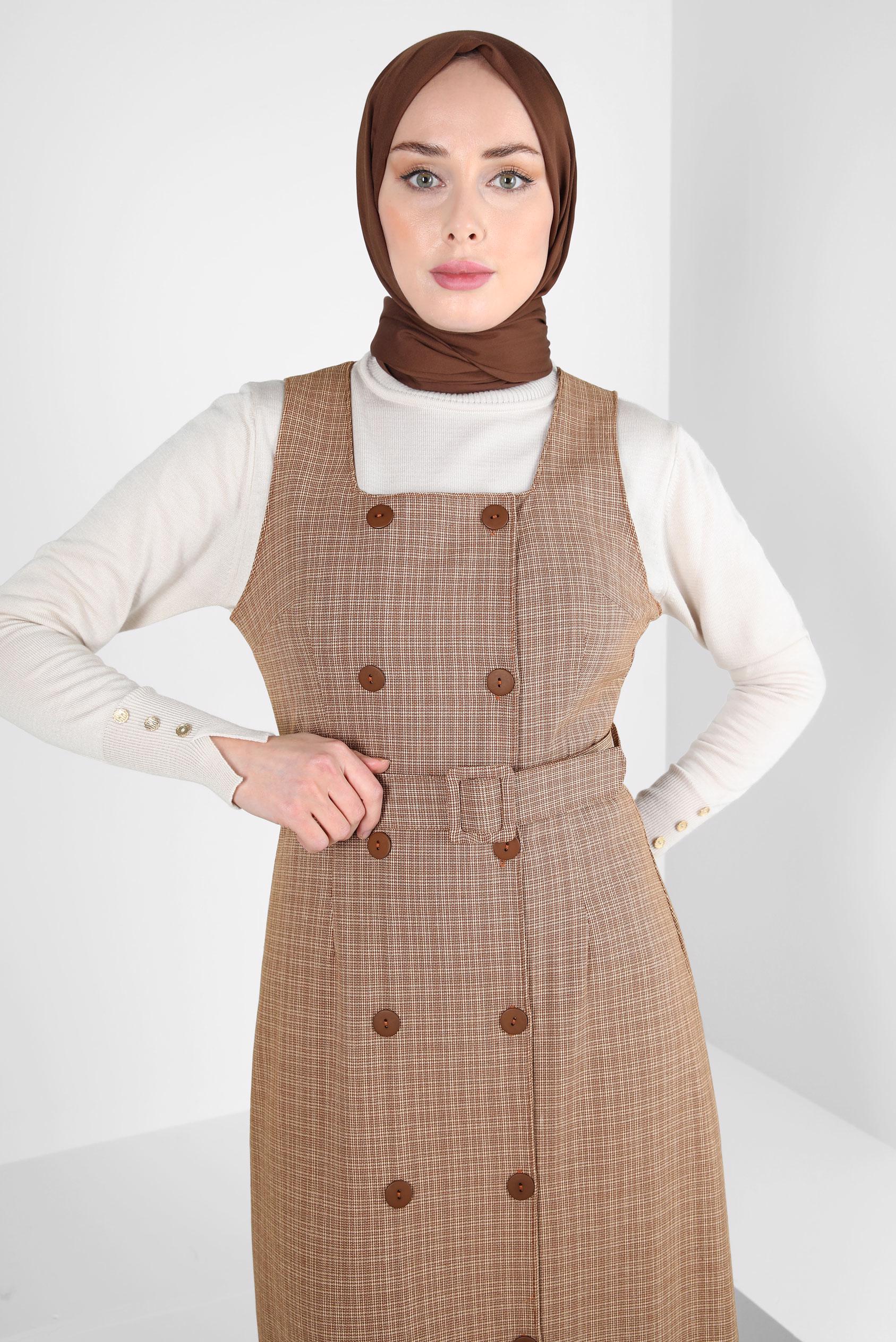 Hijab clothing ORANGE BELTED PINAFORE DRESS 44279