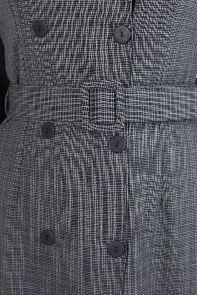 Tesettür giyim GRİ KEMERLİ JİLE ELBİSE 44279 - ALVİNA