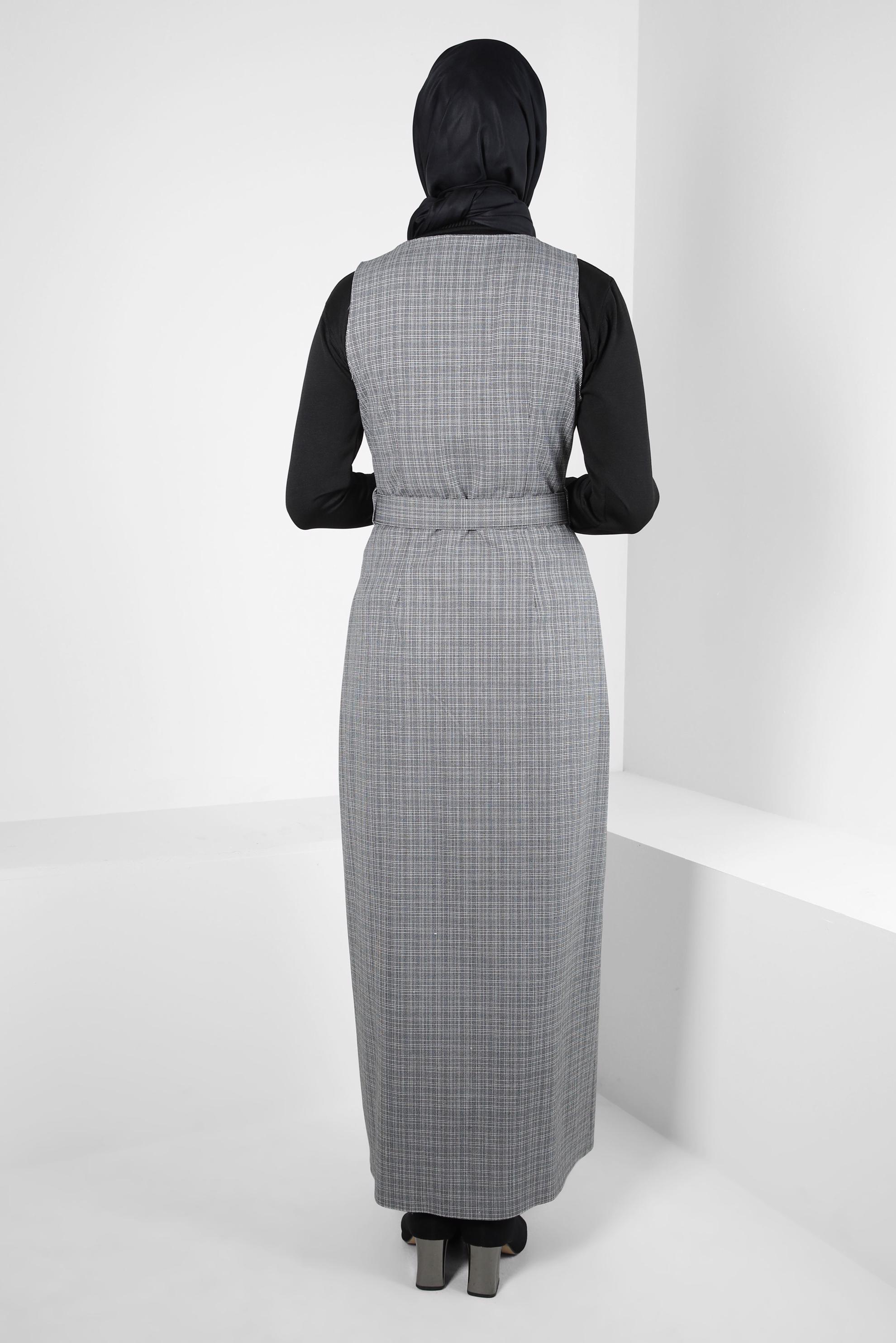 Hijab clothing BLACK BELTED PINAFORE DRESS 44279