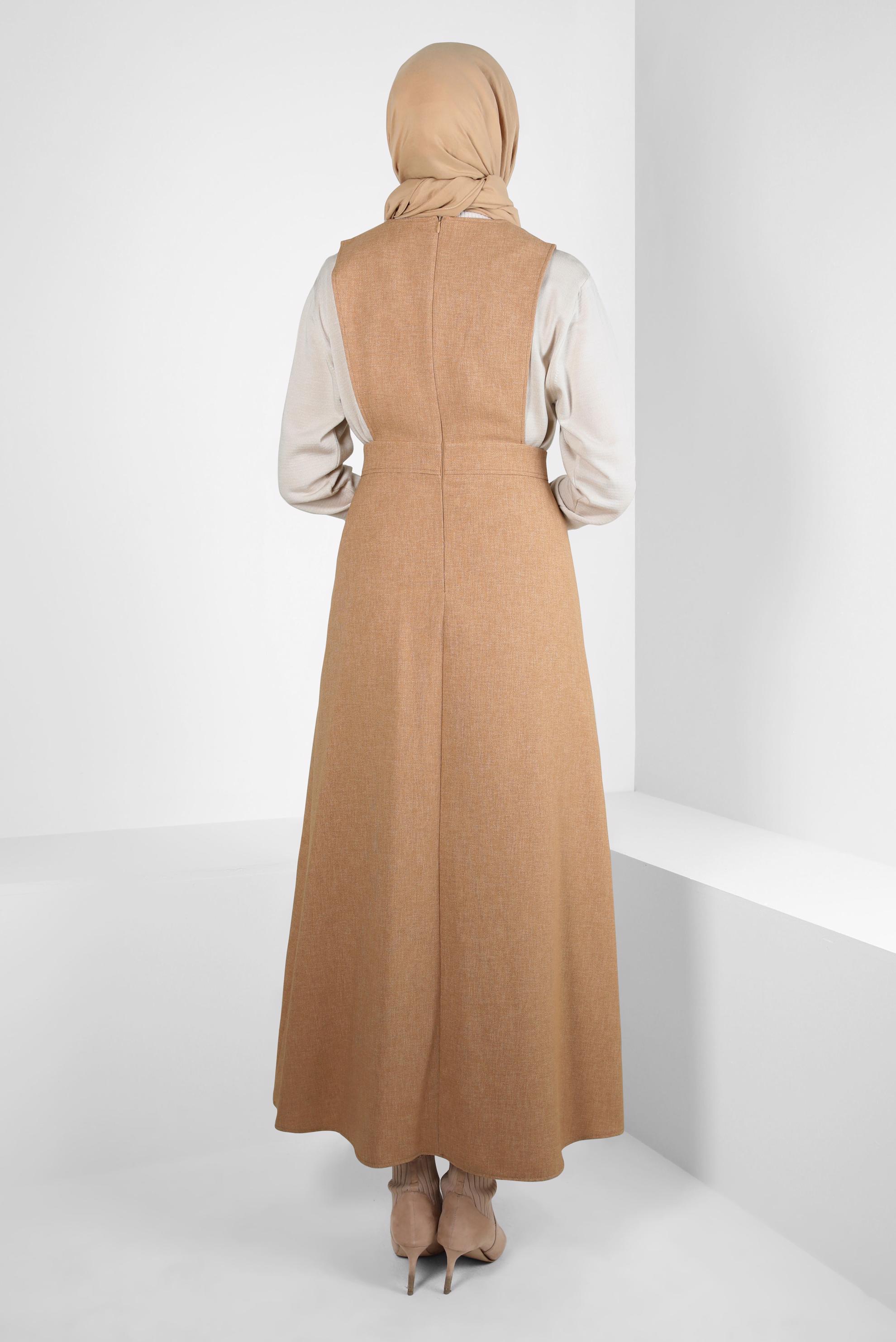 Tesettür giyim KAHVE V YAKA JİLE 44293