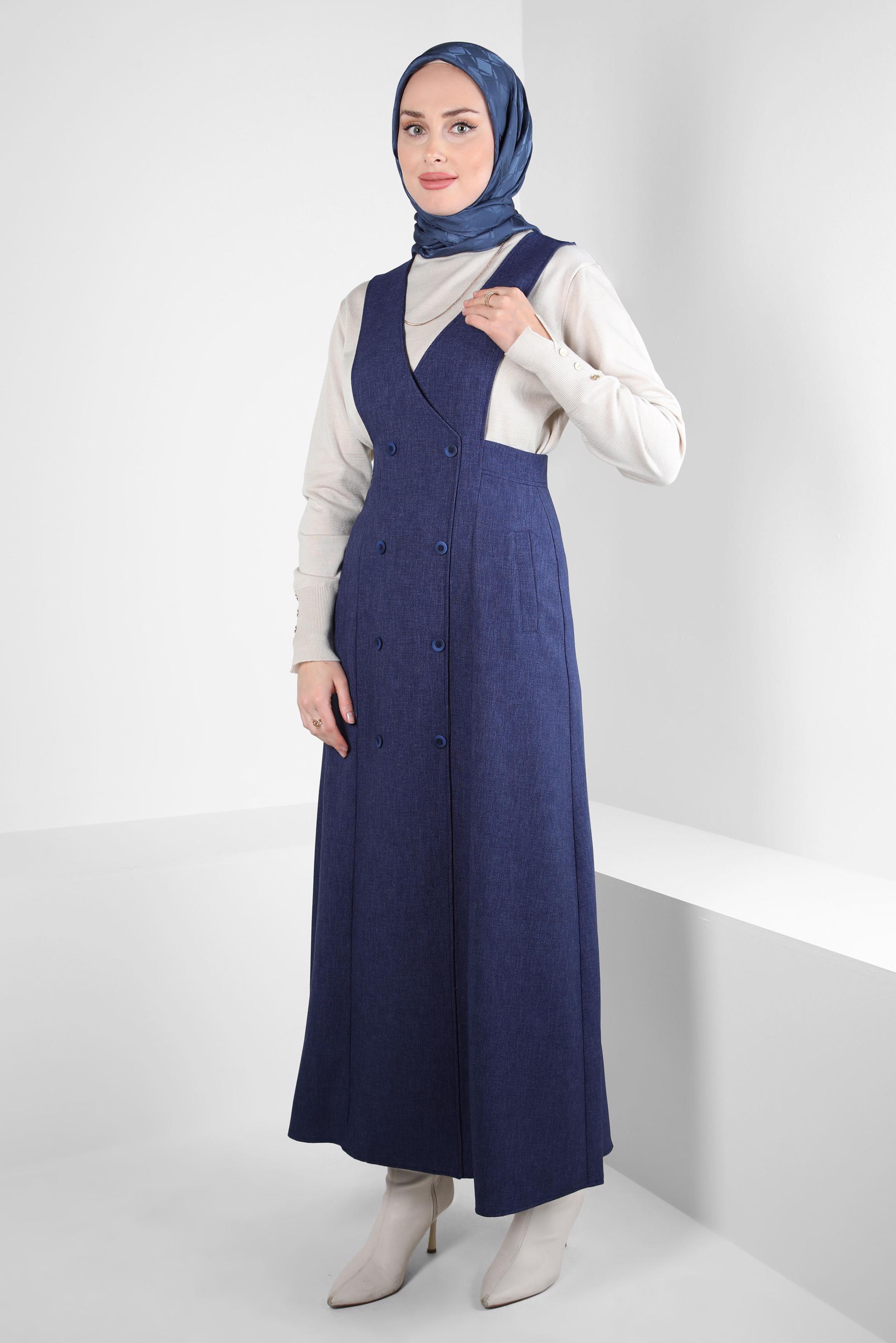 Tesettür giyim LACİVERT V YAKA JİLE 44293