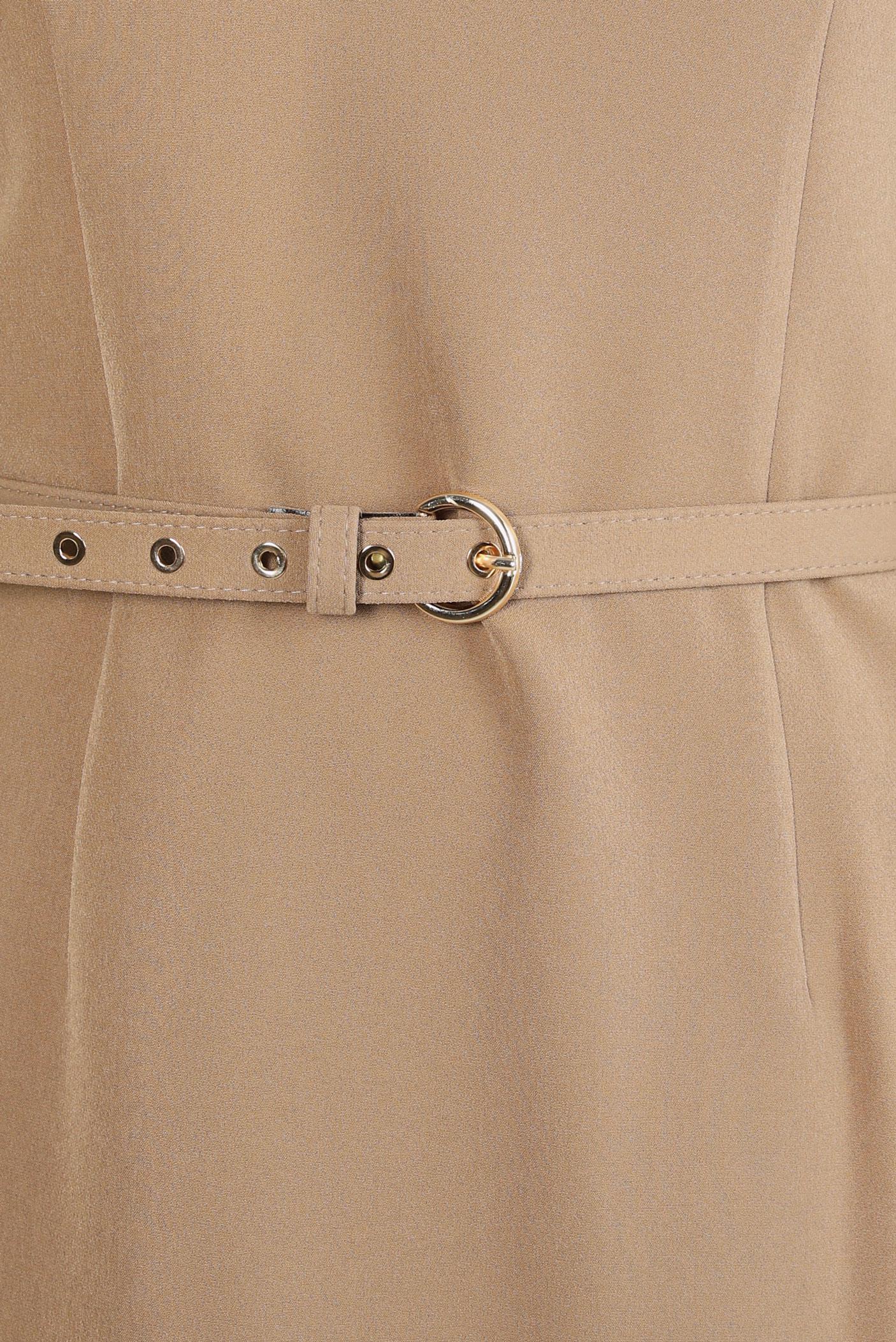 Tesettür giyim BEJ KUŞGÖZÜ DETAYLI KEMERLİ ELBİSE 44298