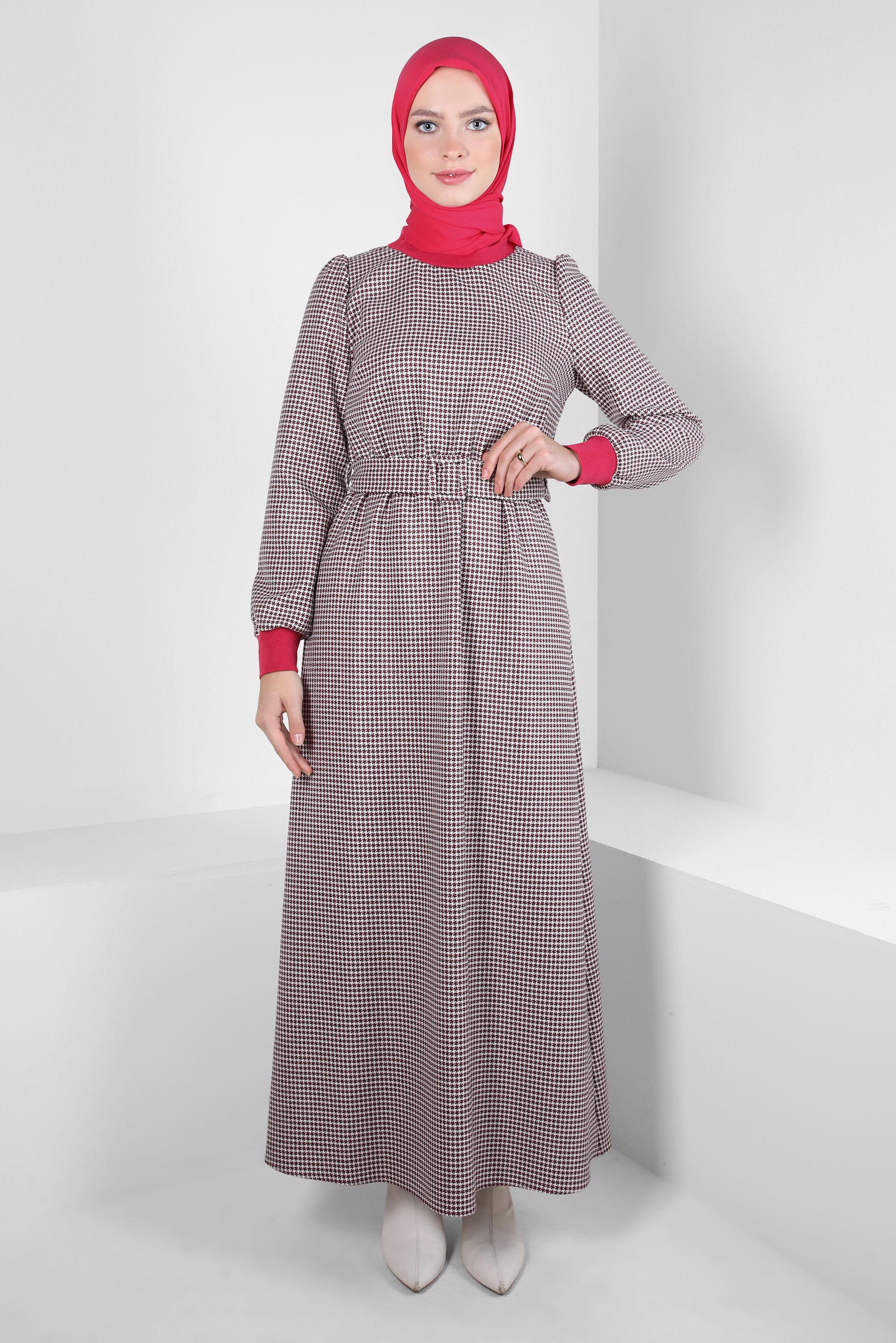 Hijab clothing FUCHSIA BELTED DRESS 44332