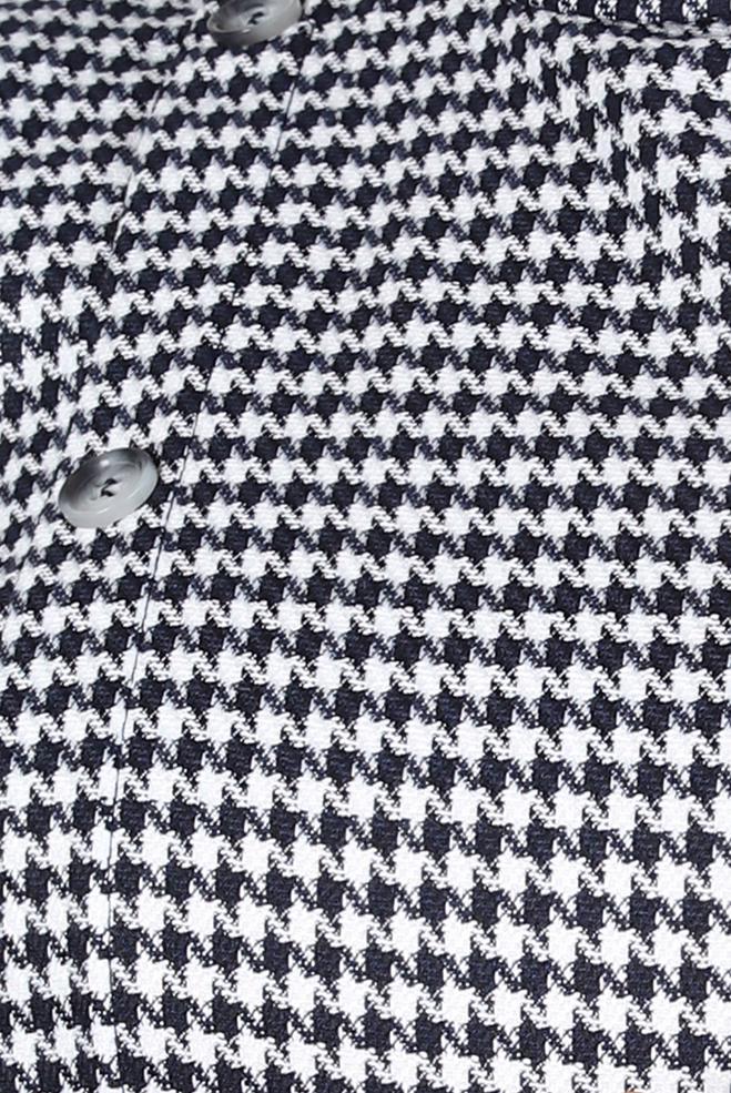 Tesettür giyim LACİVERT KAZAYAĞI DESENLİ KEMERLİ ELBİSE 44345 - ALVİNA