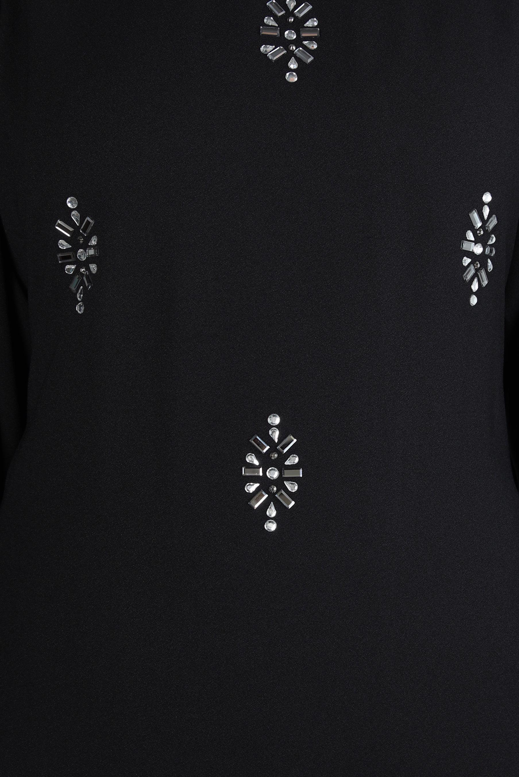 Hijab clothing BLACK BELTED DRESS WITH GEM DETAIL 44356-1