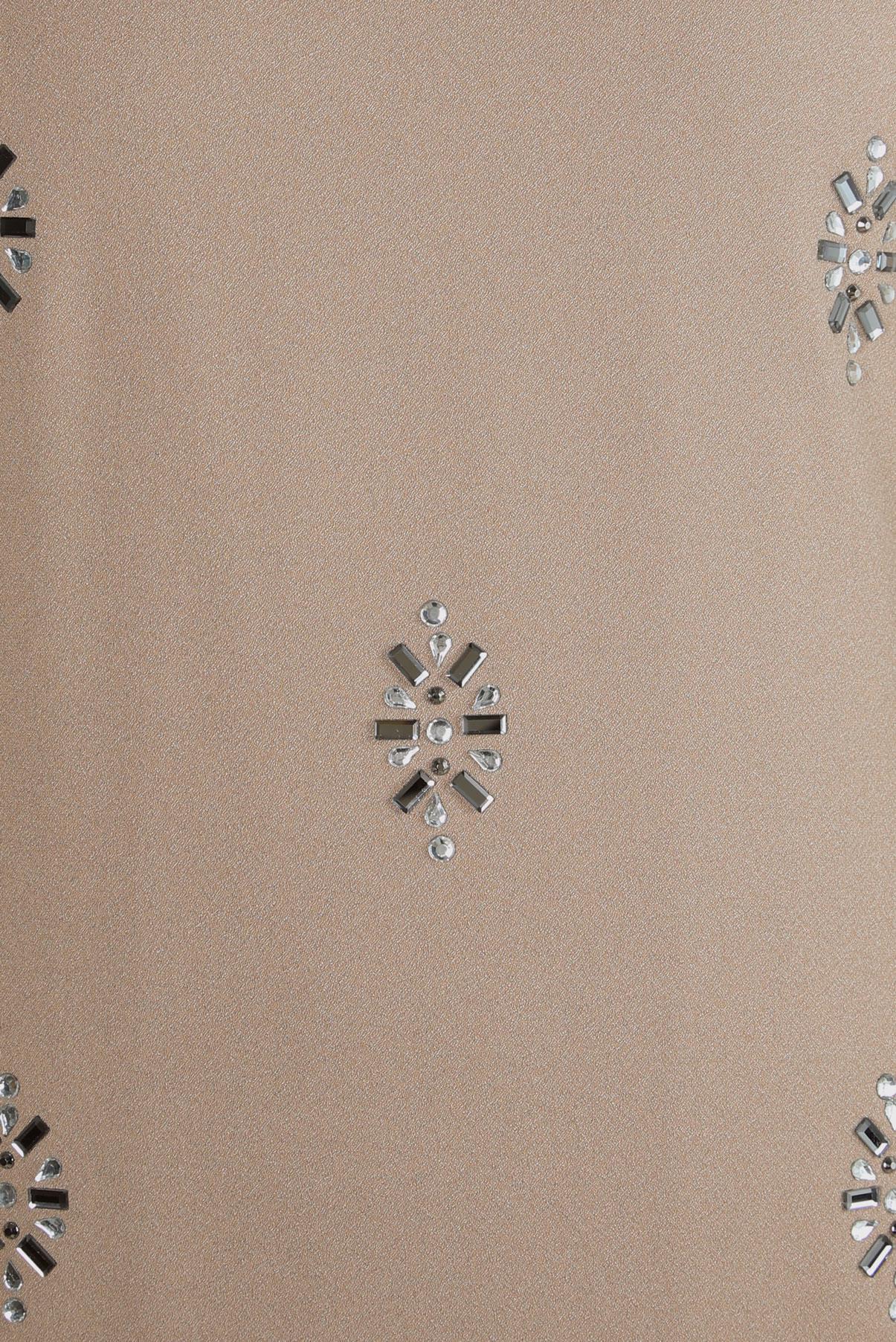 Hijab clothing BEIGE BELTED DRESS WITH GEM DETAIL 44356-1