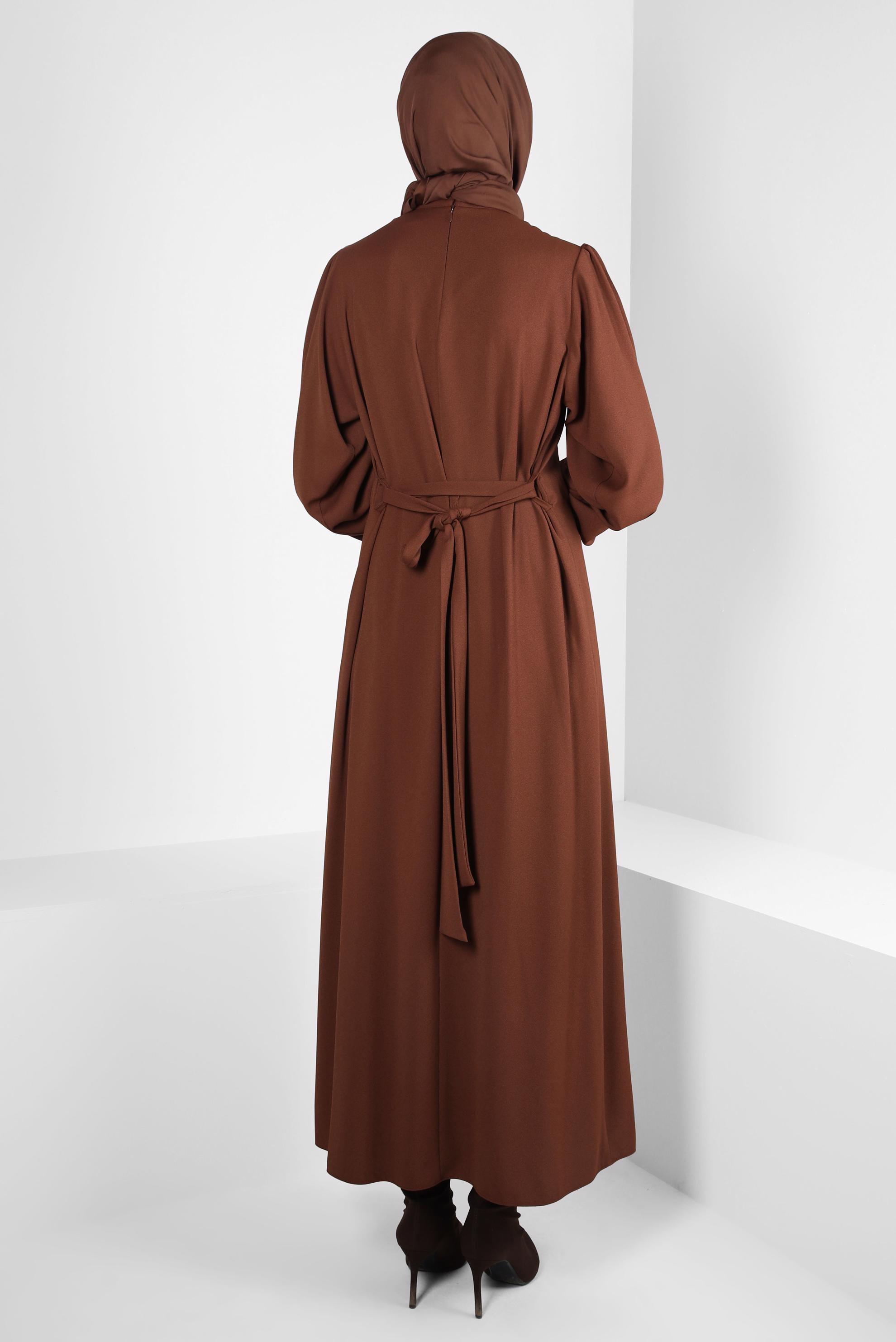 Hijab clothing TABA BELTED DRESS WITH GEM DETAIL 44356-1