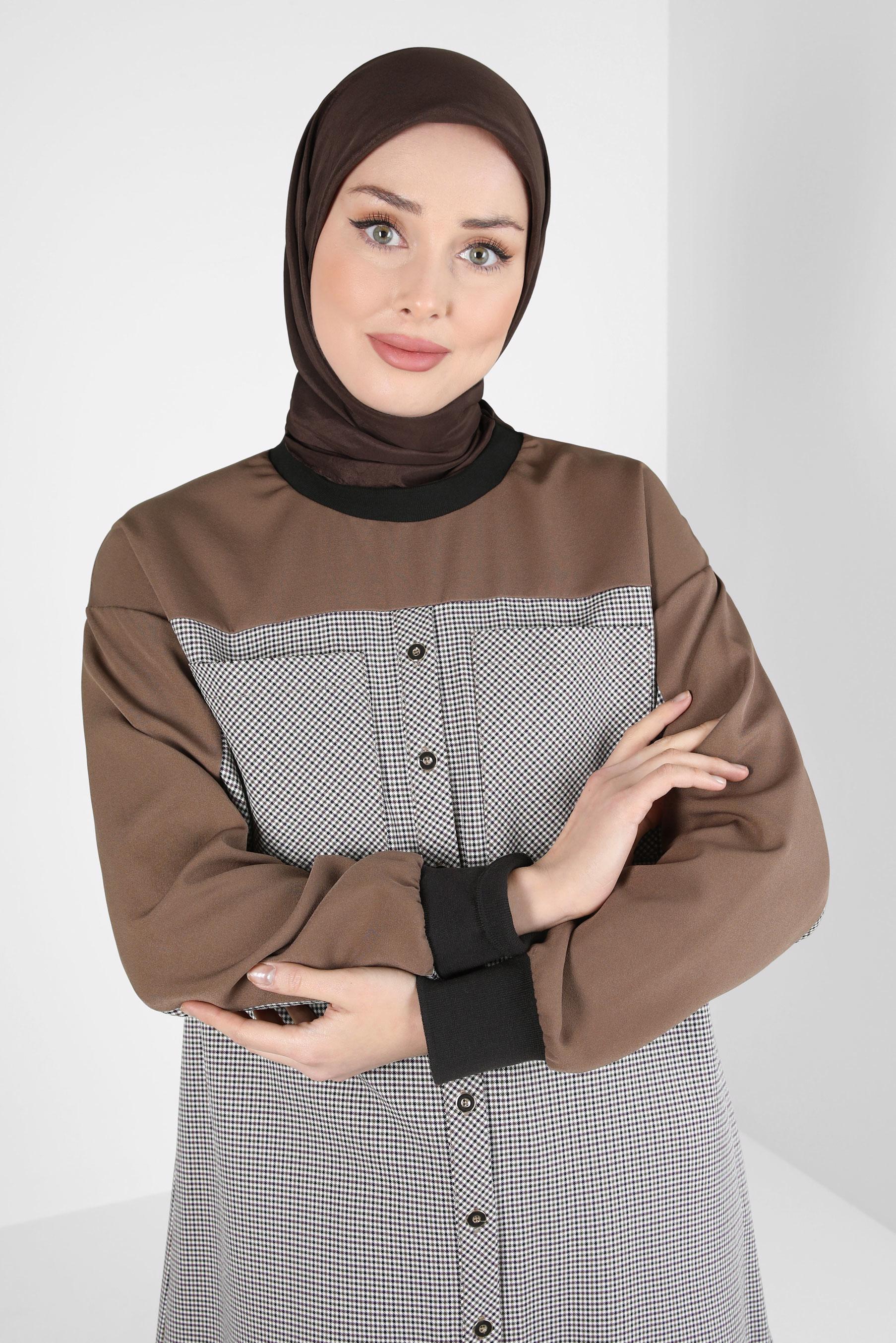 Tesettür giyim KAHVE ALVİNA KRAŞ EŞARP 8305