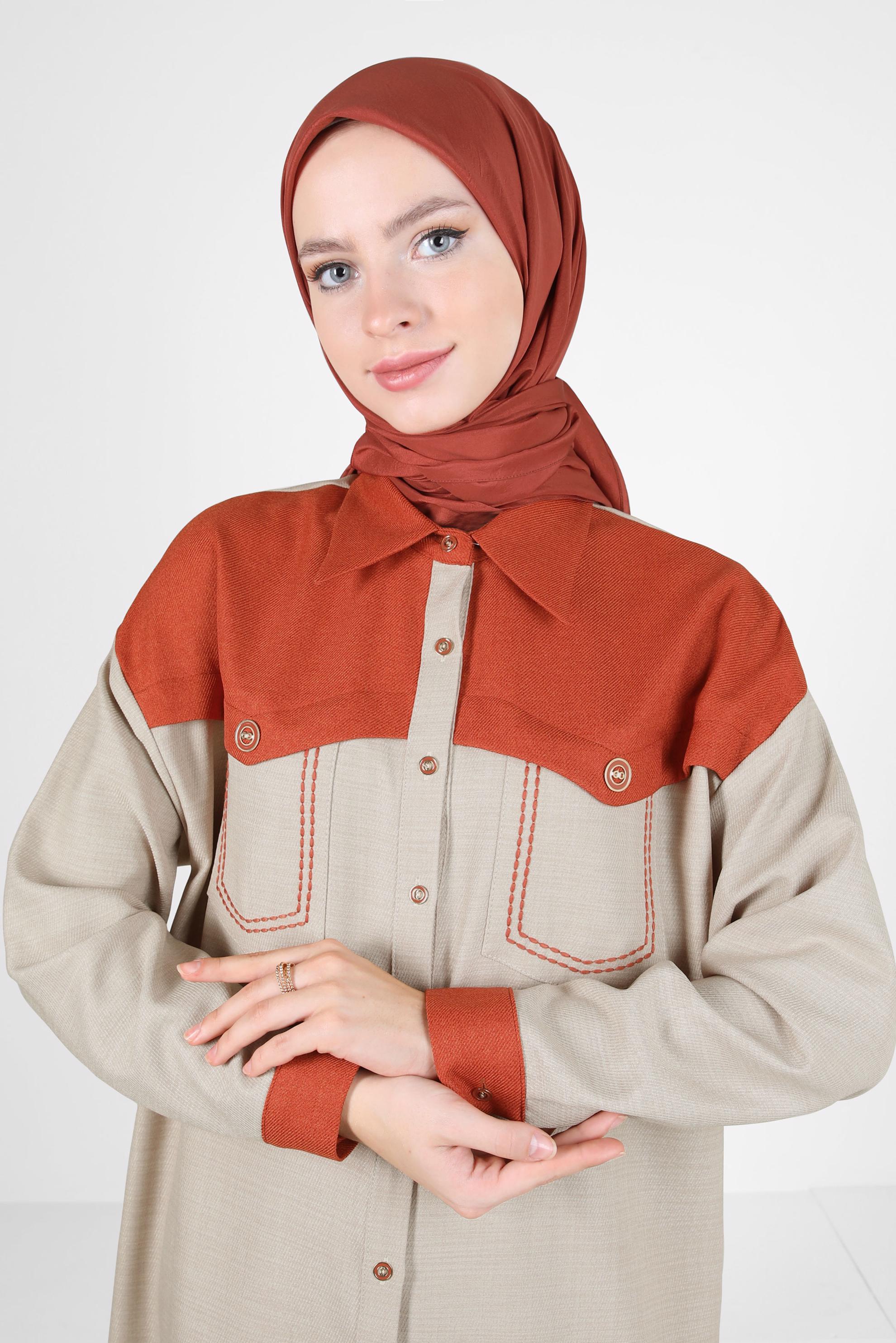 Tesettür giyim TURUNCU ALVİNA KRAŞ EŞARP 8305