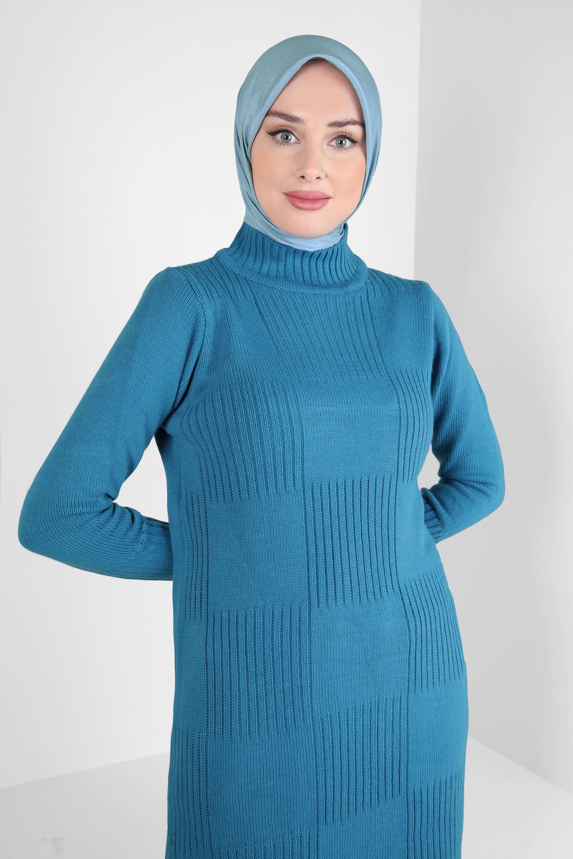 Tesettür giyim MAVİ ALVİNA KRAŞ EŞARP 8305