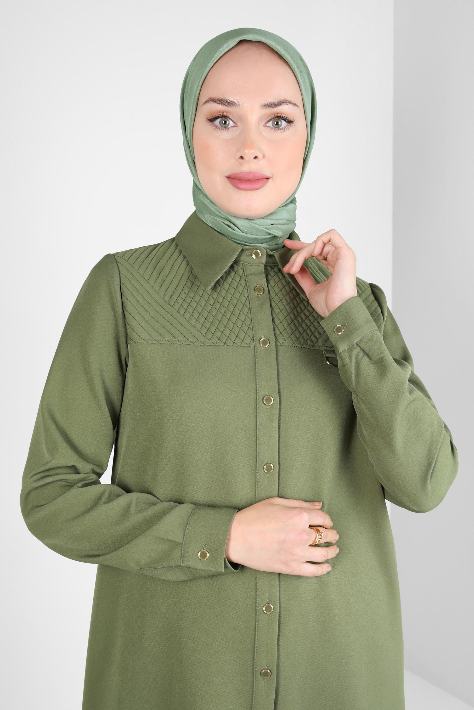 Tesettür giyim YEŞİL ALVİNA KRAŞ EŞARP 8305