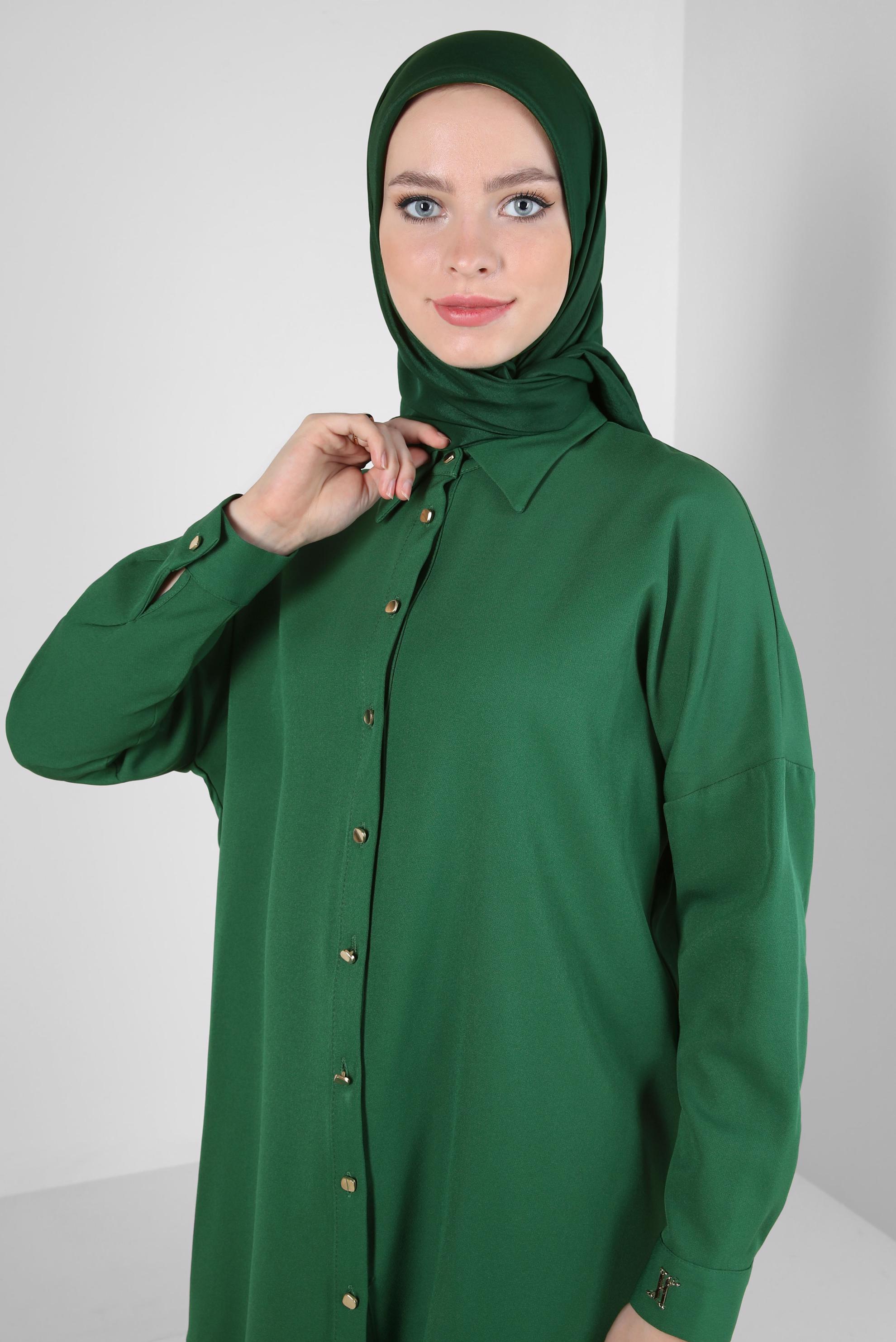Tesettür giyim YEŞİL ALVİNA KRAŞ EŞARP 8305