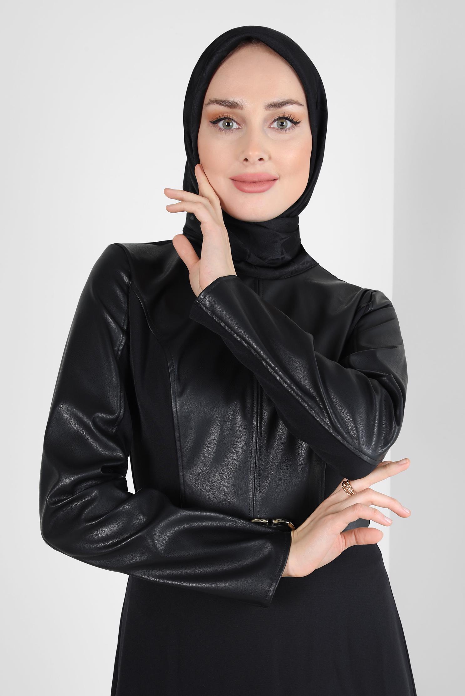 Tesettür giyim SİYAH ALVİNA JAKARLI EŞARP 8308