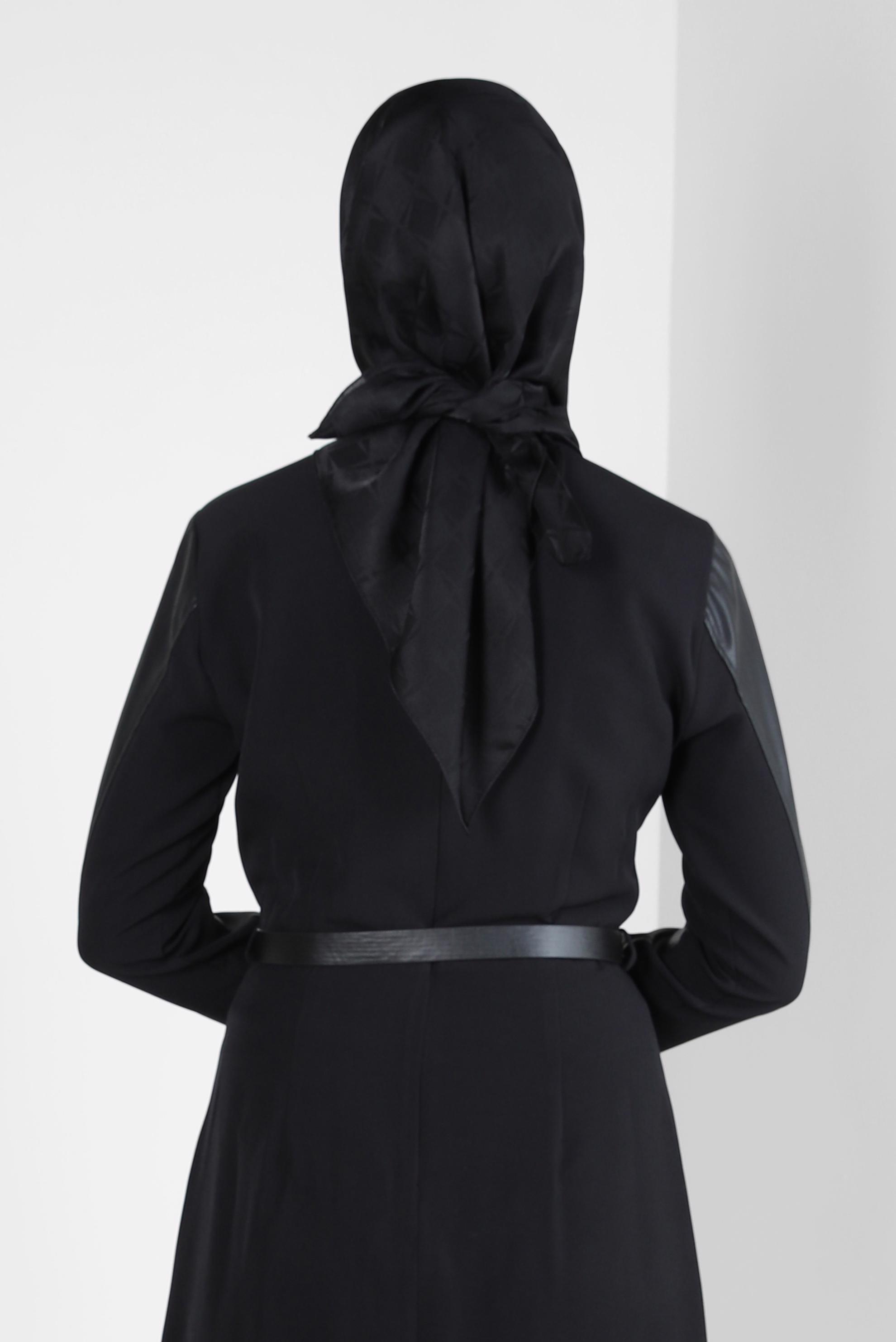 Tesettür giyim SİYAH ALVİNA JAKARLI EŞARP 8308