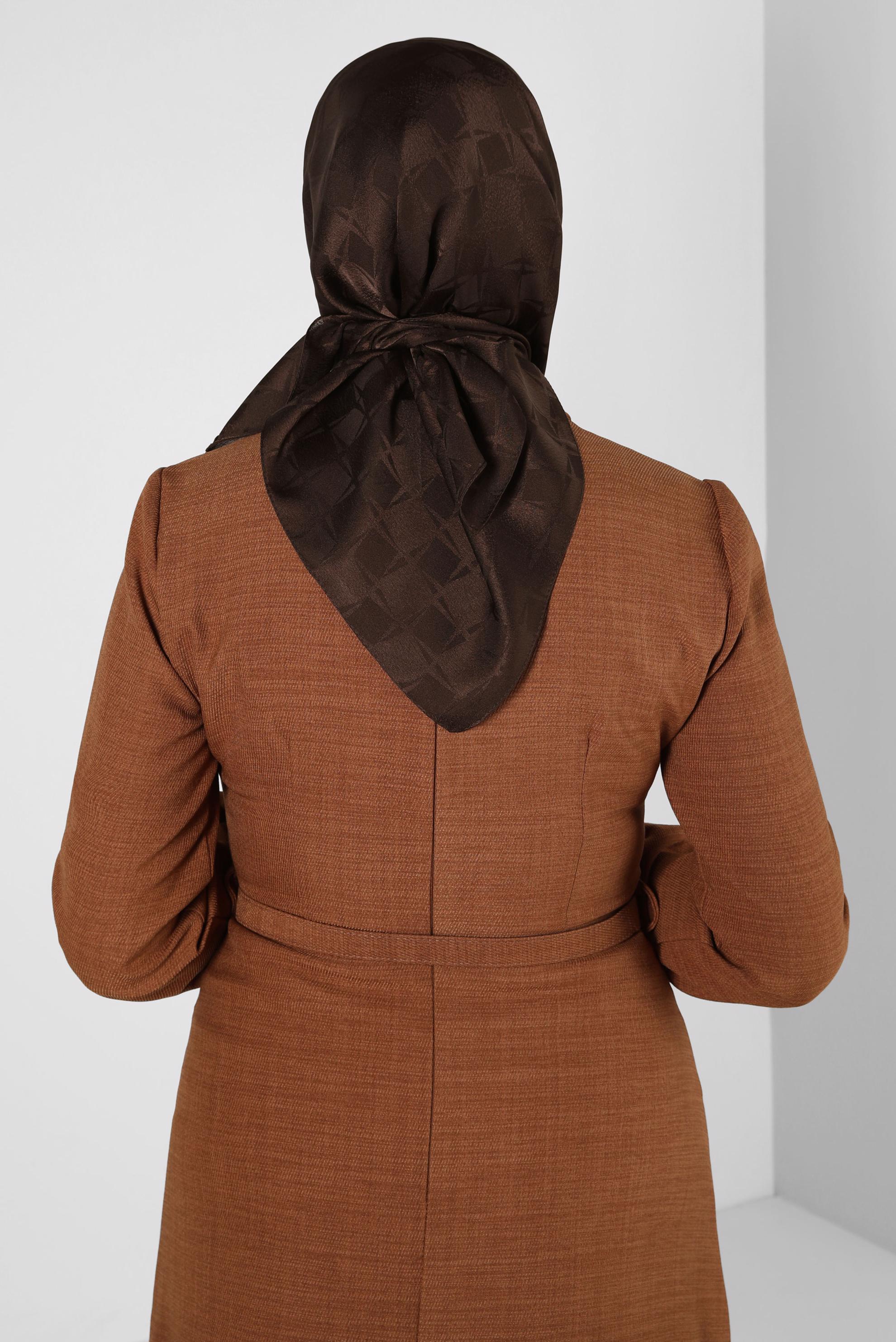 Tesettür giyim KAHVE ALVİNA JAKARLI EŞARP 8308