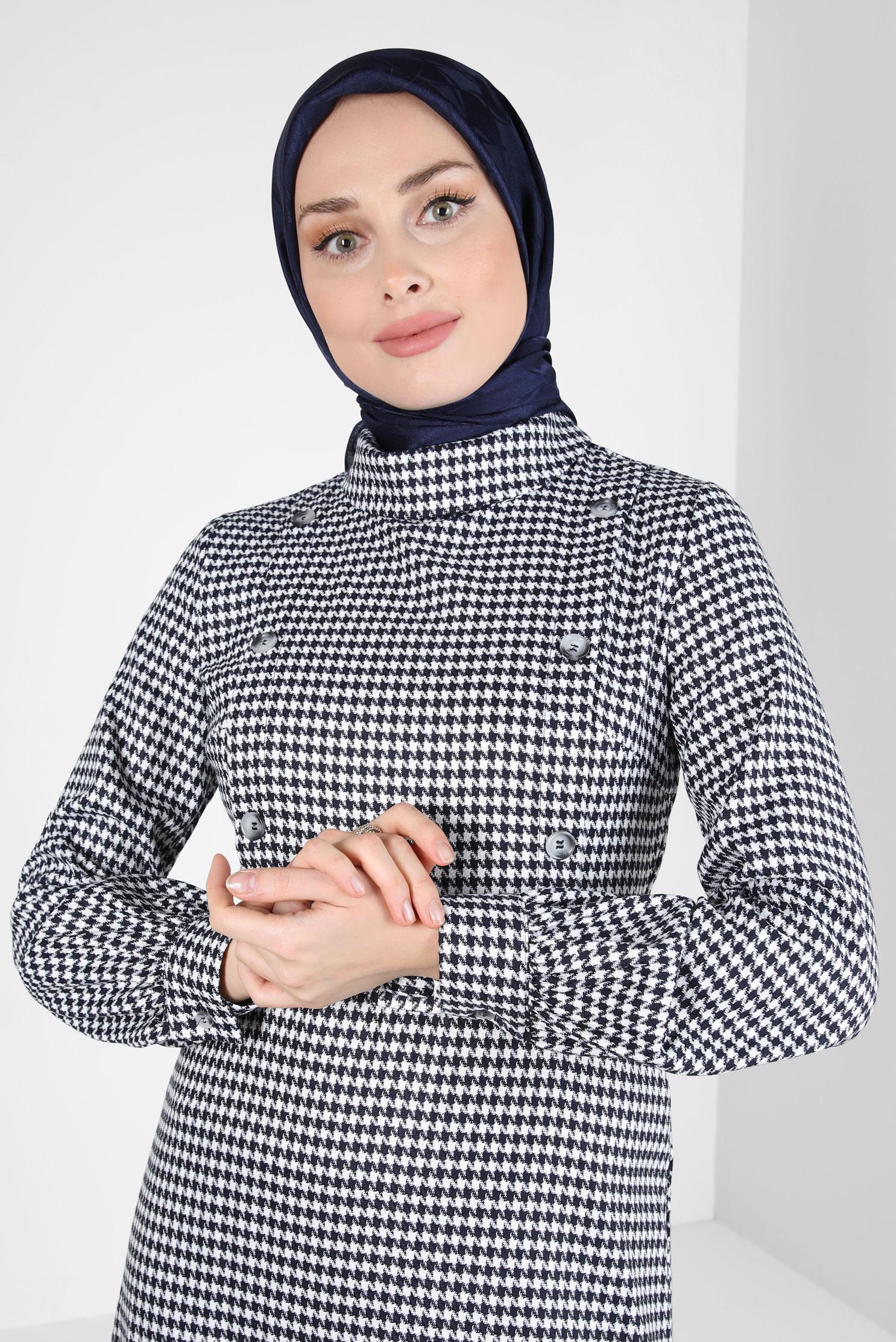 Tesettür giyim LACİVERT ALVİNA JAKARLI EŞARP 8308