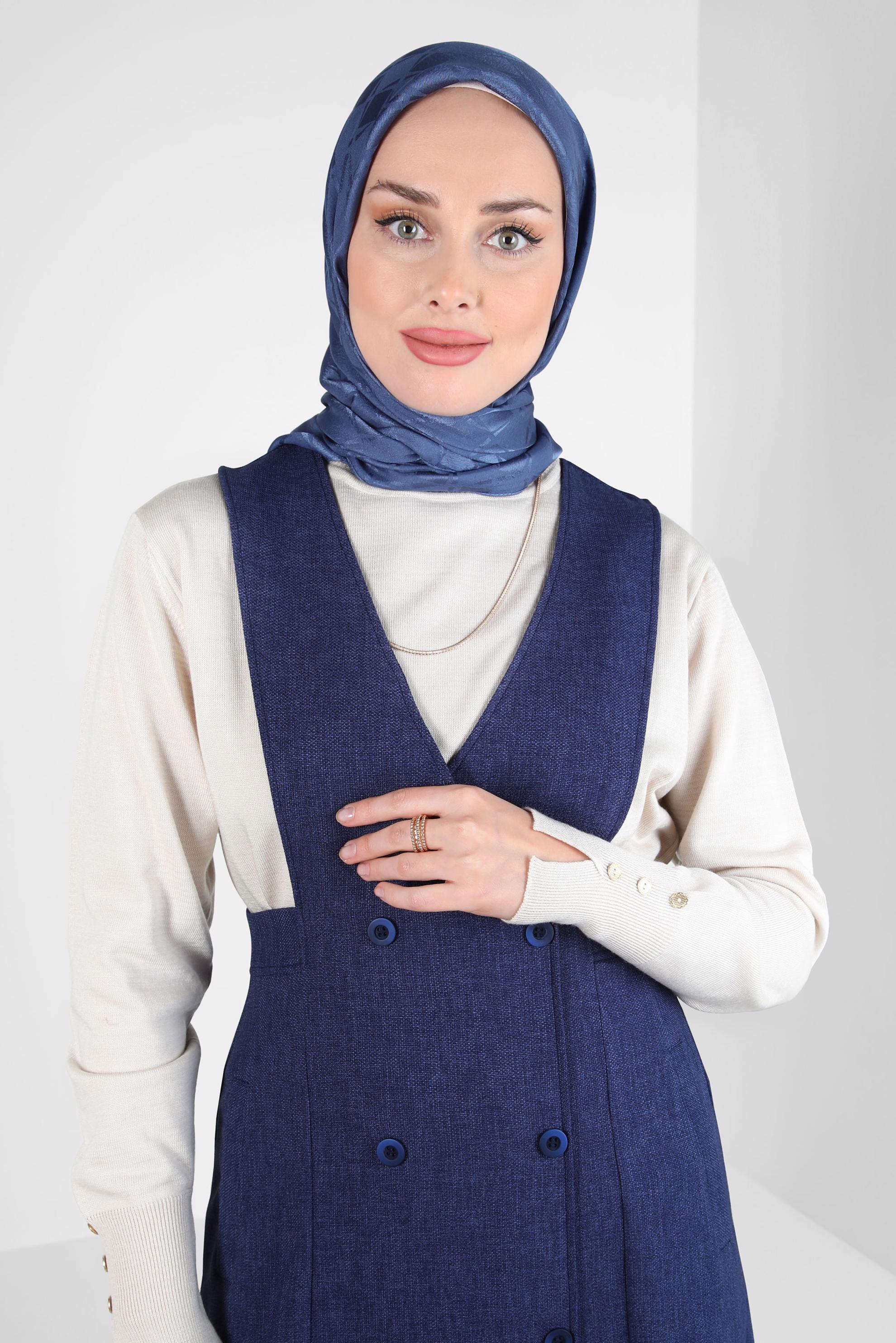 Tesettür giyim MAVİ ALVİNA JAKARLI EŞARP 8308