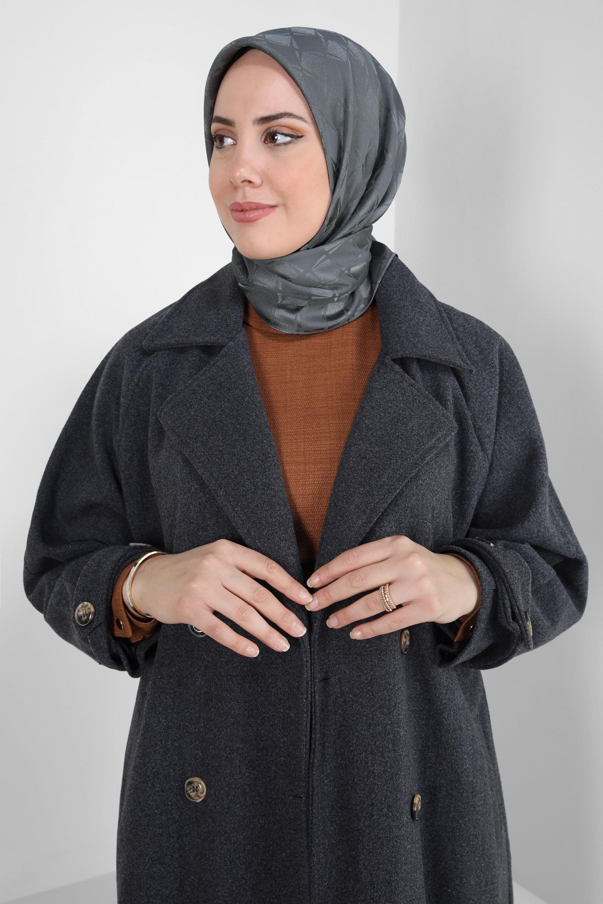 Tesettür giyim GRİ ALVİNA JAKARLI EŞARP 8308