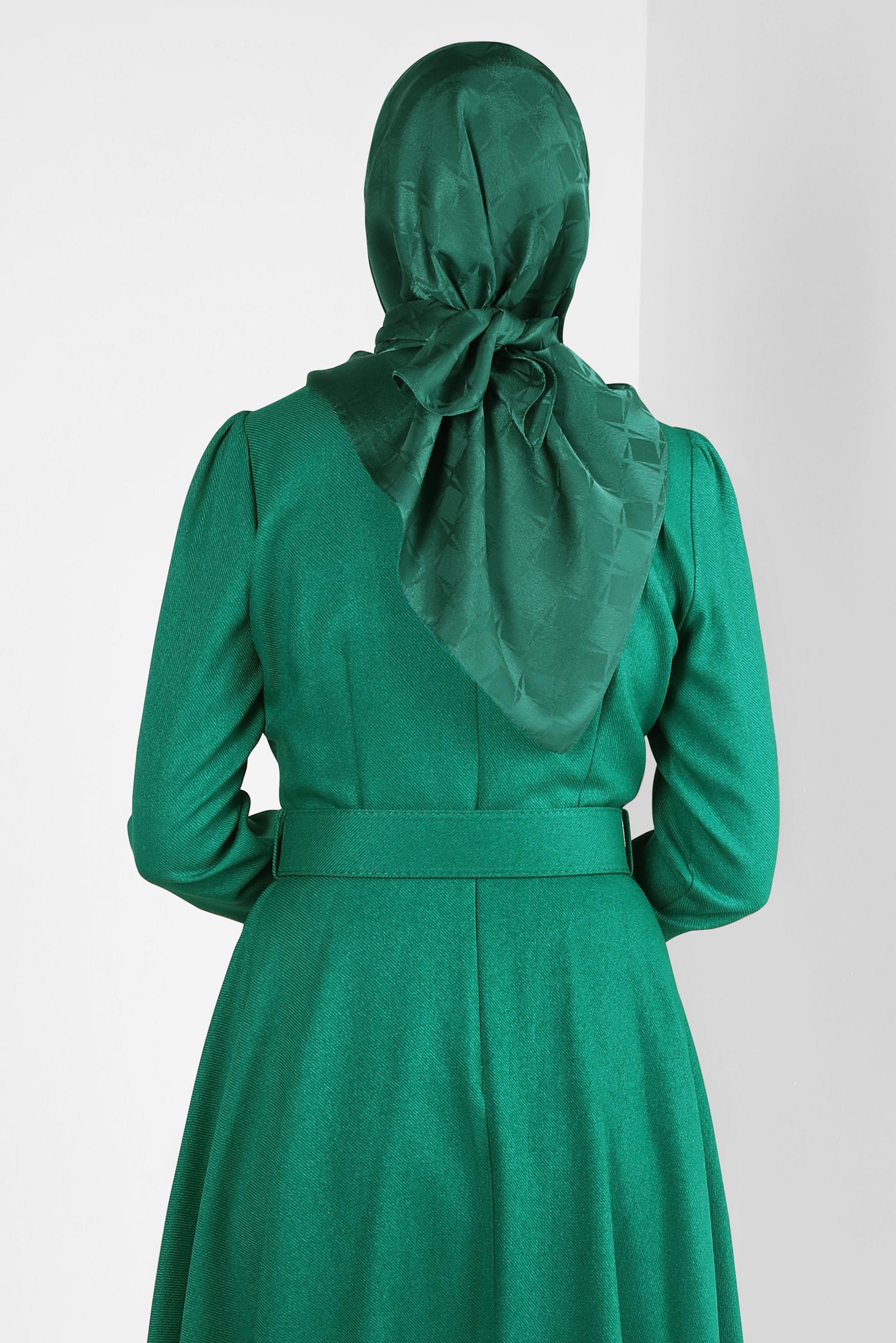 Tesettür giyim YEŞİL ALVİNA JAKARLI EŞARP 8308