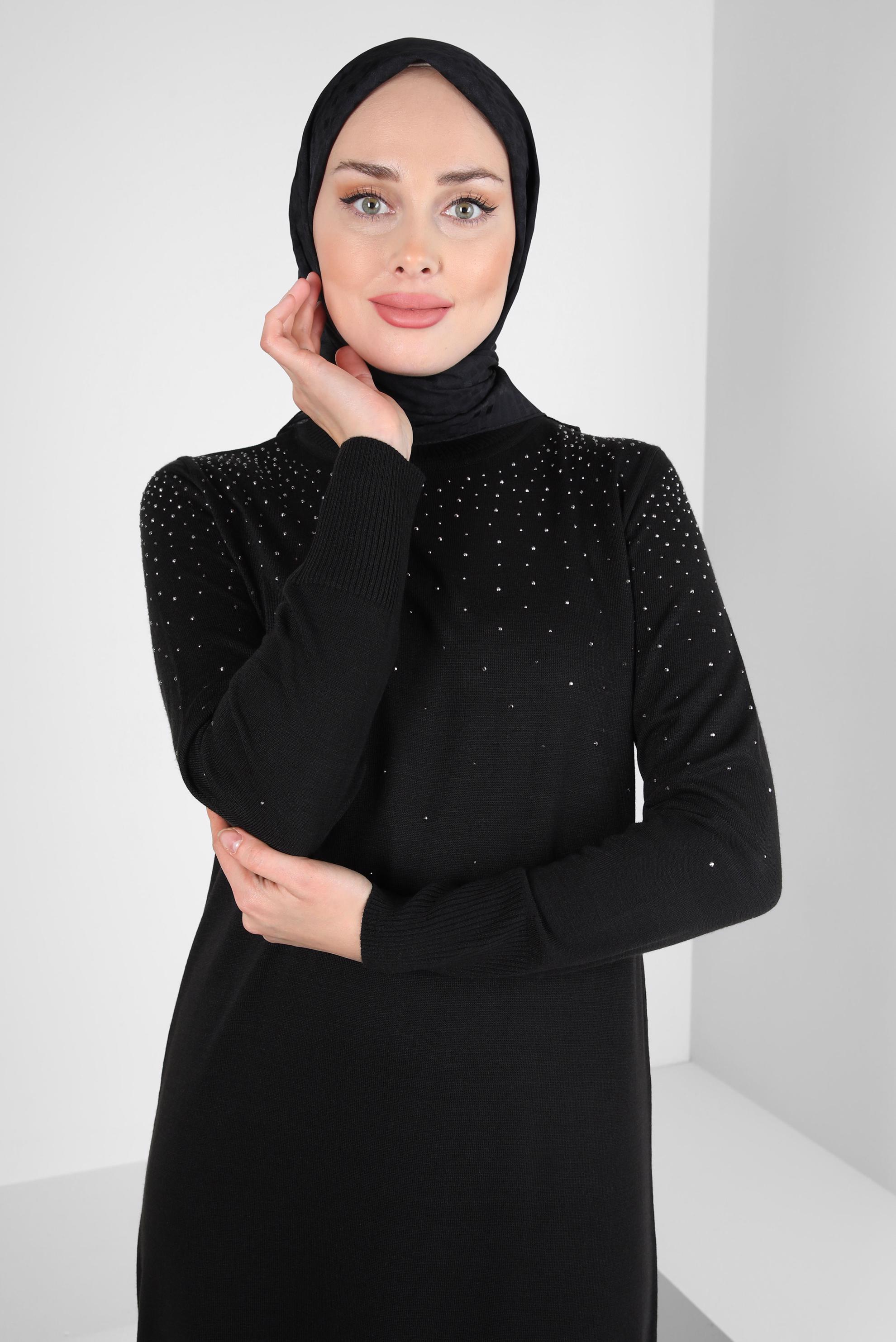 Tesettür giyim SİYAH ALVİNA JAKARLI EŞARP 8309