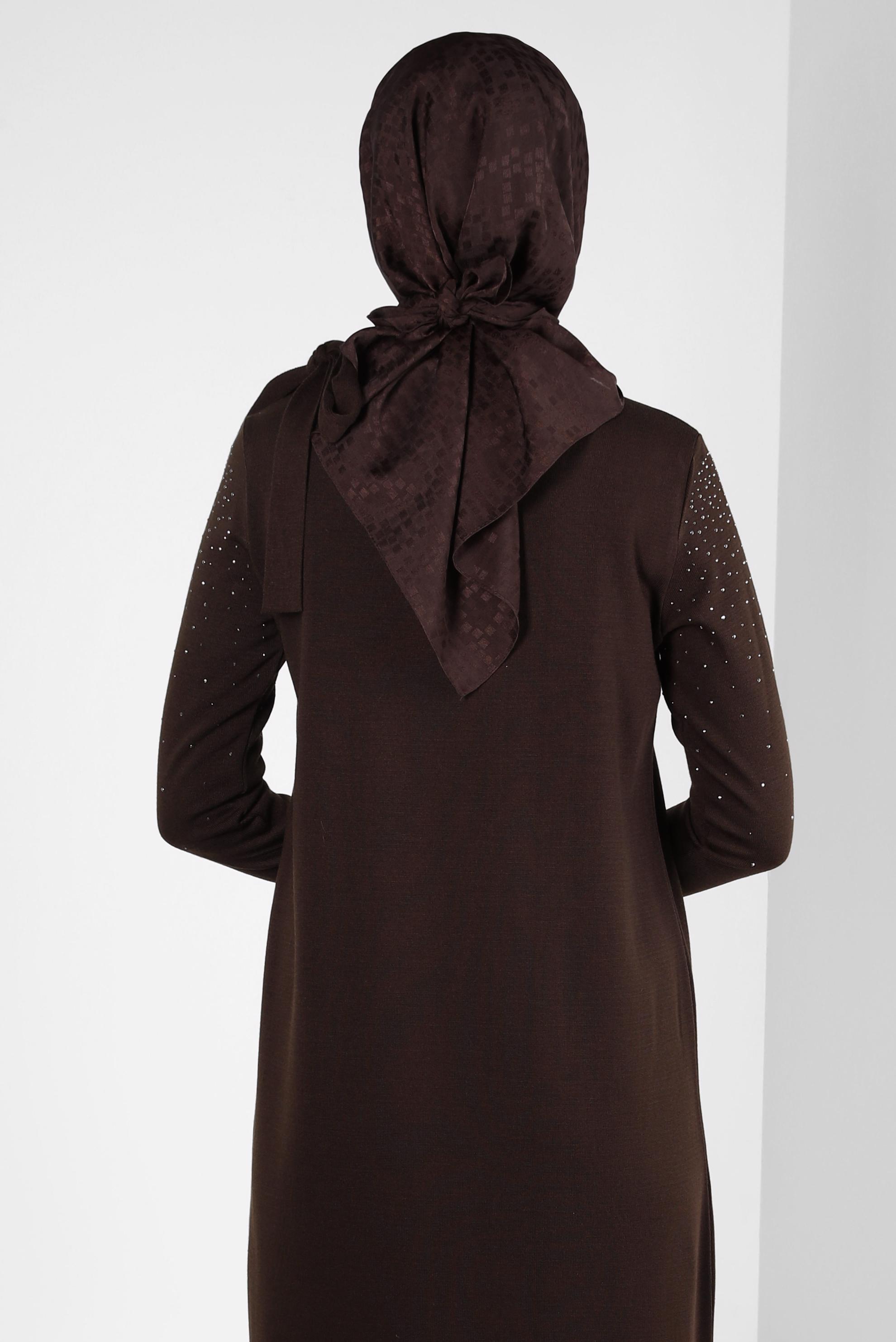 Tesettür giyim KAHVE ALVİNA JAKARLI EŞARP 8309