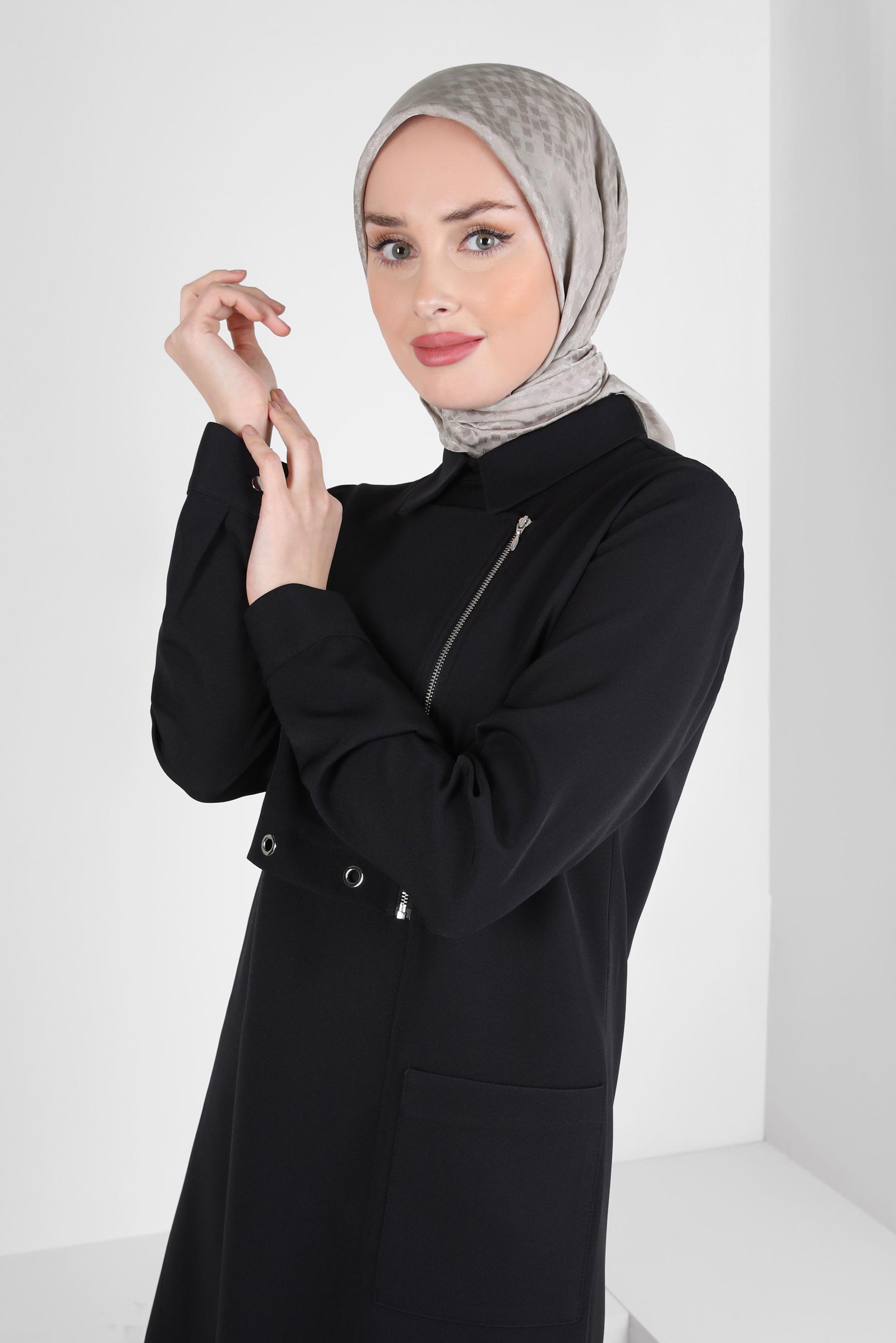Tesettür giyim VİZON ALVİNA JAKARLI EŞARP 8309