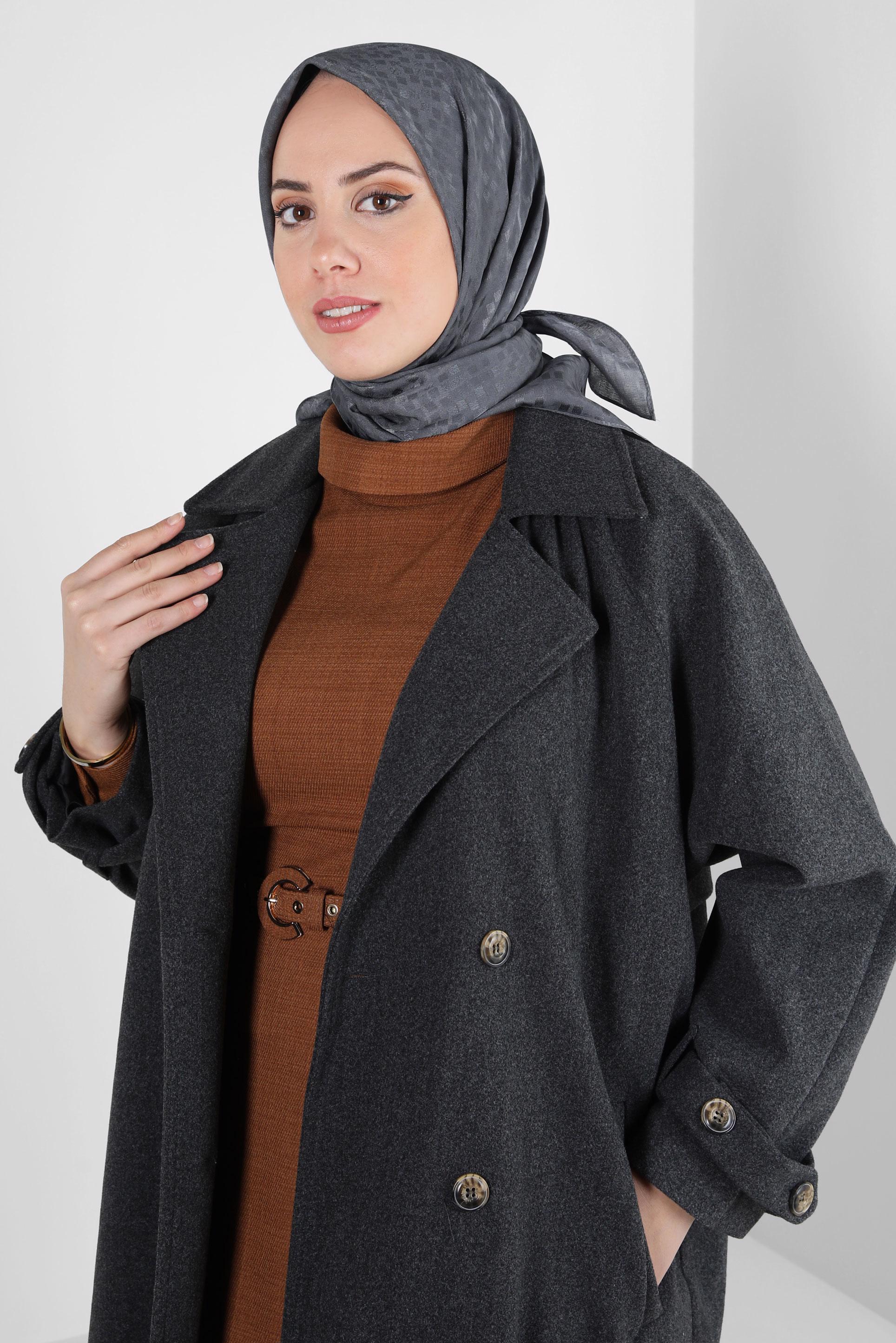 Tesettür giyim GRİ ALVİNA JAKARLI EŞARP 8309