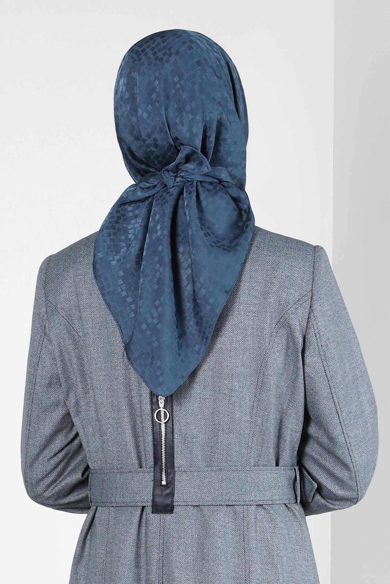 Tesettür giyim LACİVERT ALVİNA JAKARLI EŞARP 8309