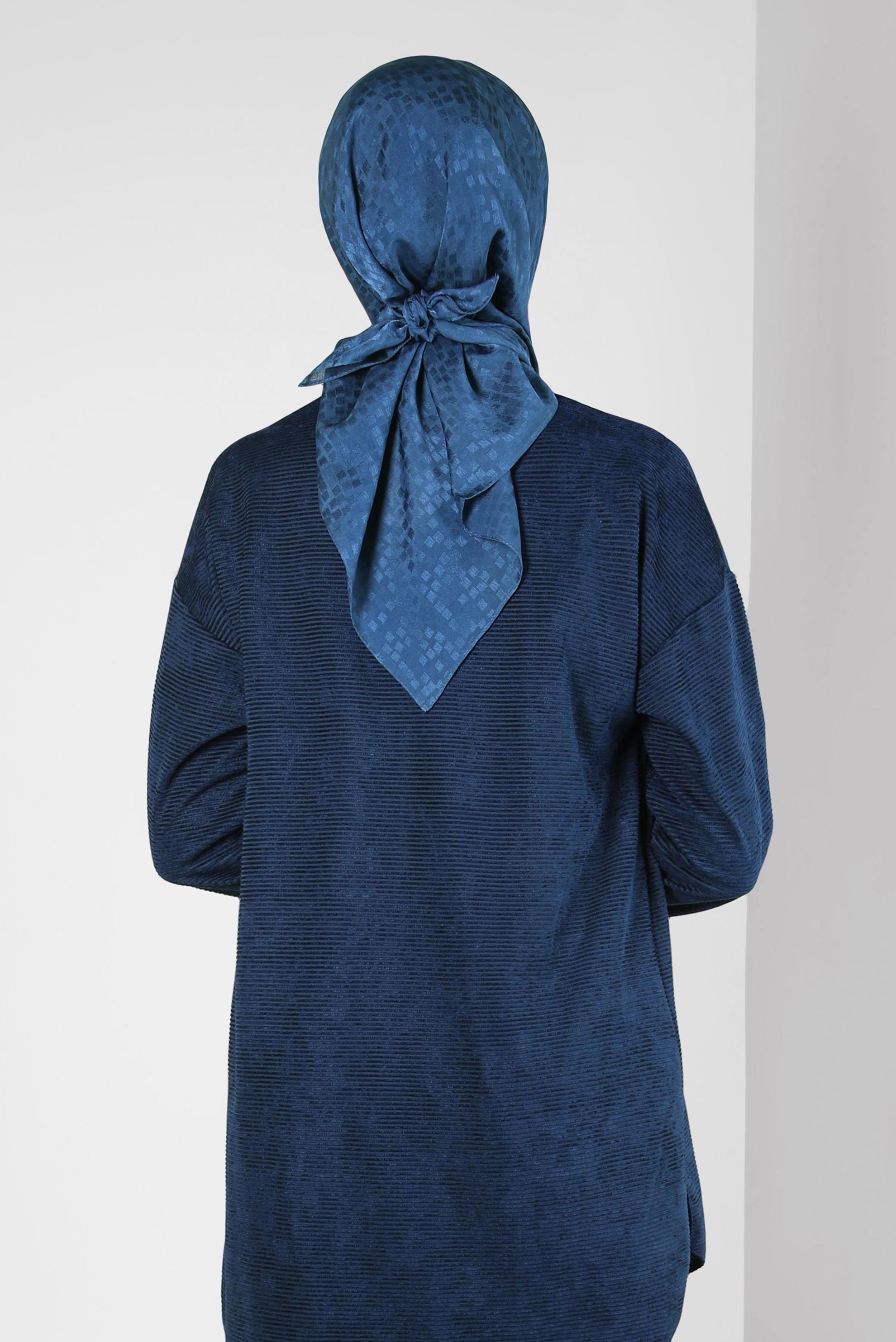 Tesettür giyim LACİVERT ALVİNA JAKARLI EŞARP 8309