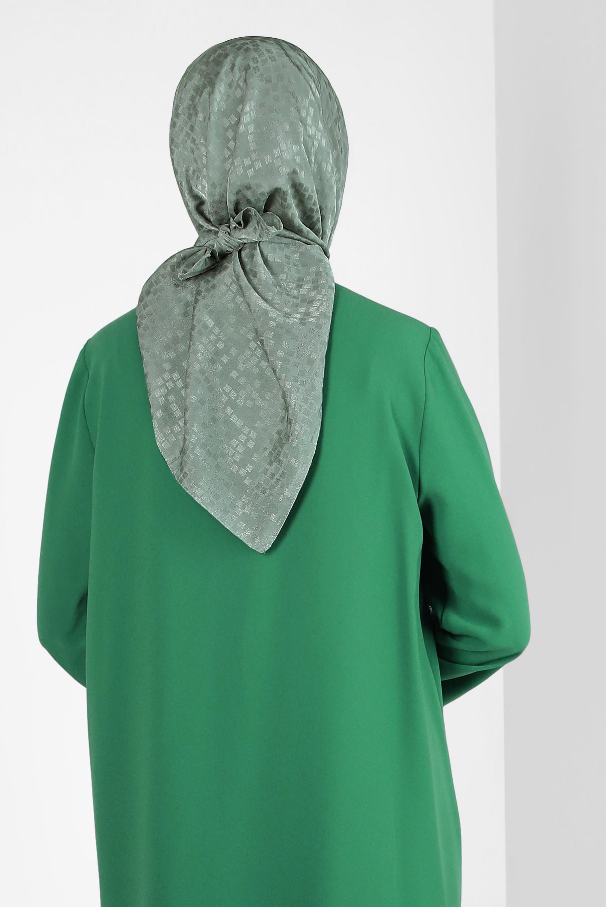 Tesettür giyim YEŞİL ALVİNA JAKARLI EŞARP 8309