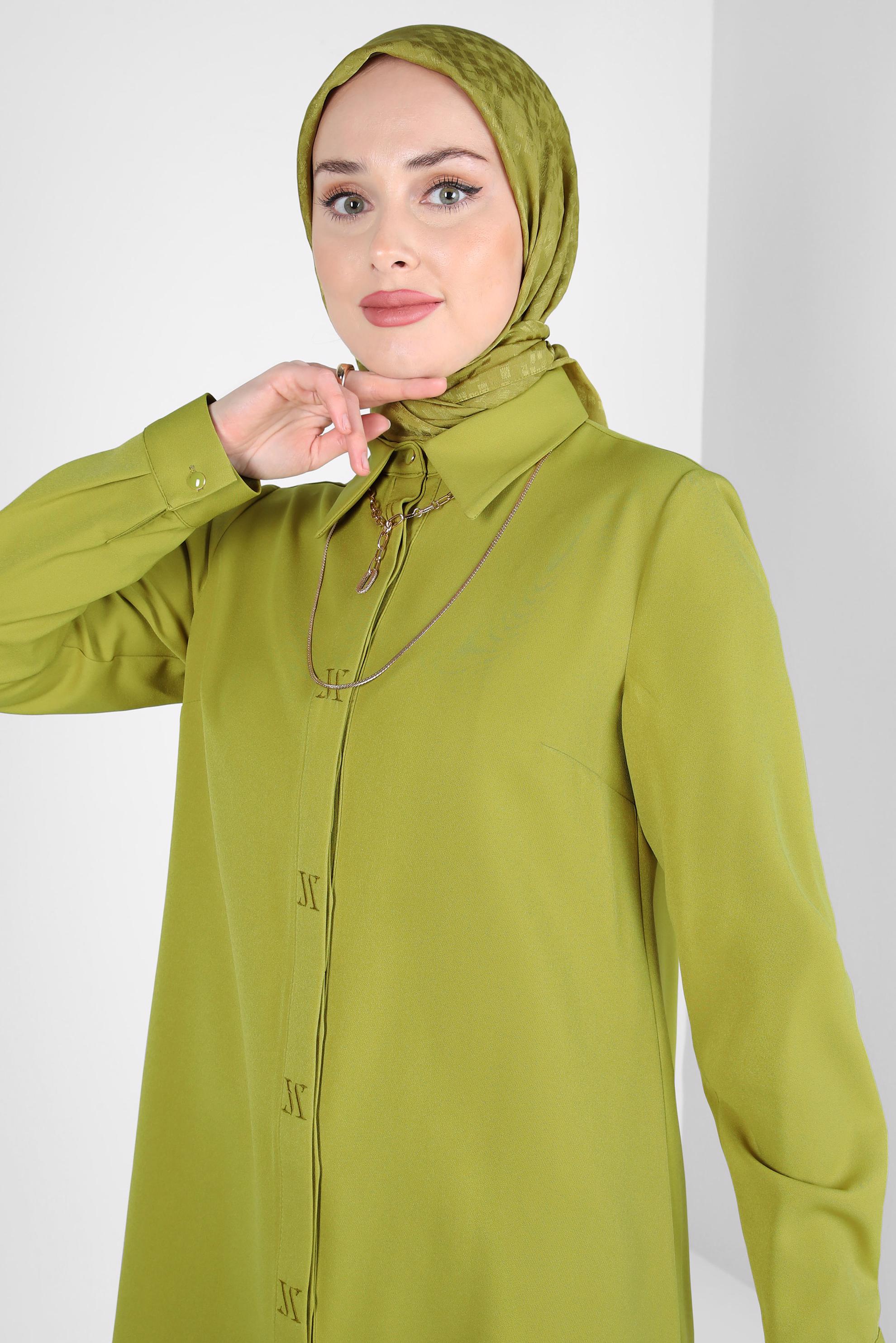 Tesettür giyim YEŞİL ALVİNA JAKARLI EŞARP 8309