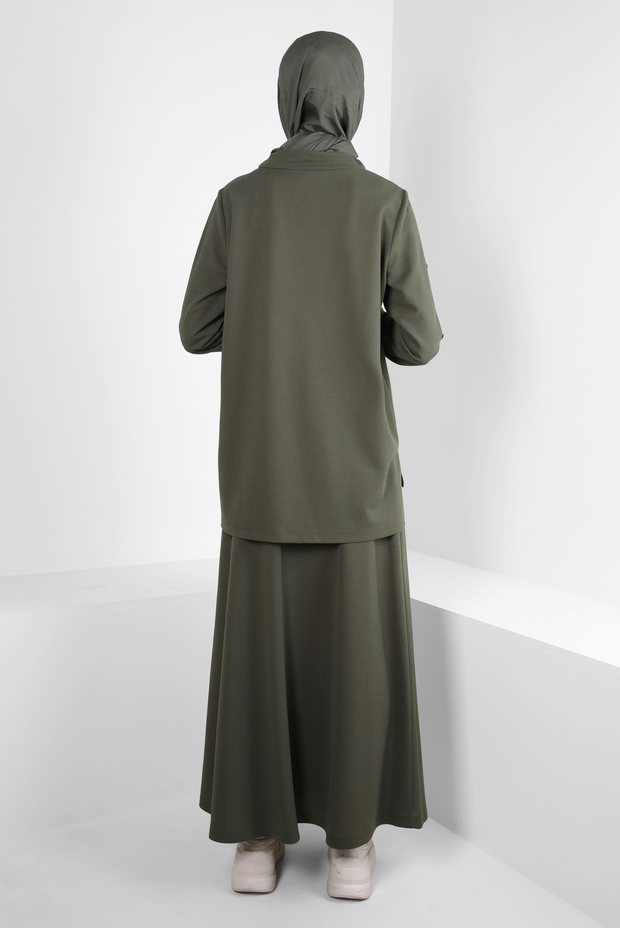 Tesettür giyim HAKİ ETEKLİ EŞOFMAN TAKIM 43877