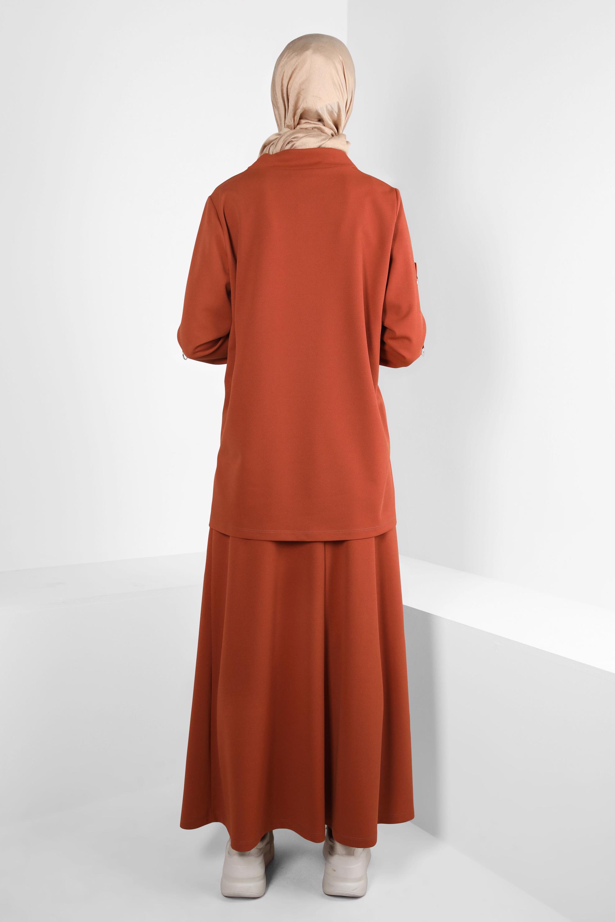 Tesettür giyim TURUNCU ETEKLİ EŞOFMAN TAKIM 43877