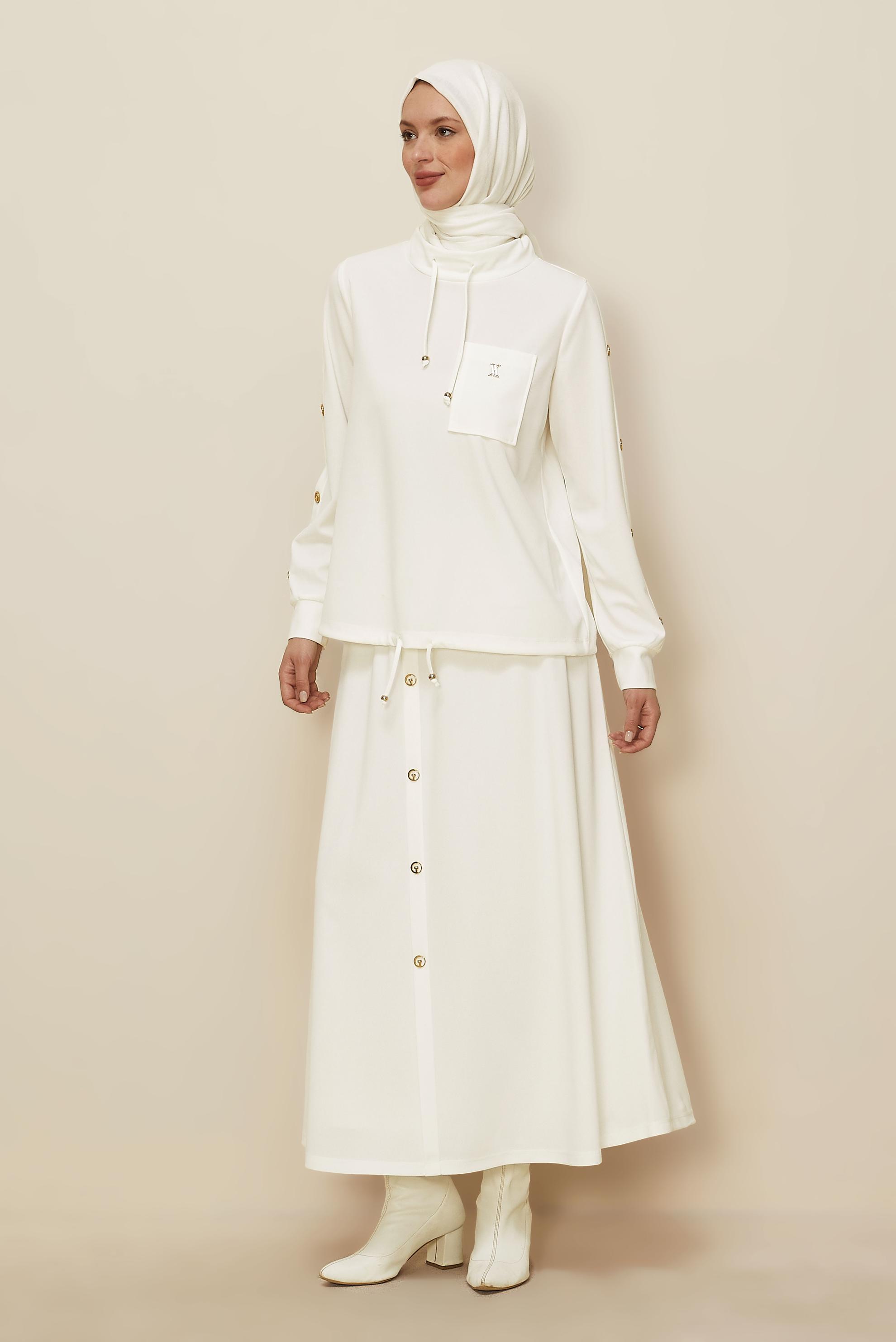 Hijab clothing WHITE SKIRTED TRACKSUIT SET 43878