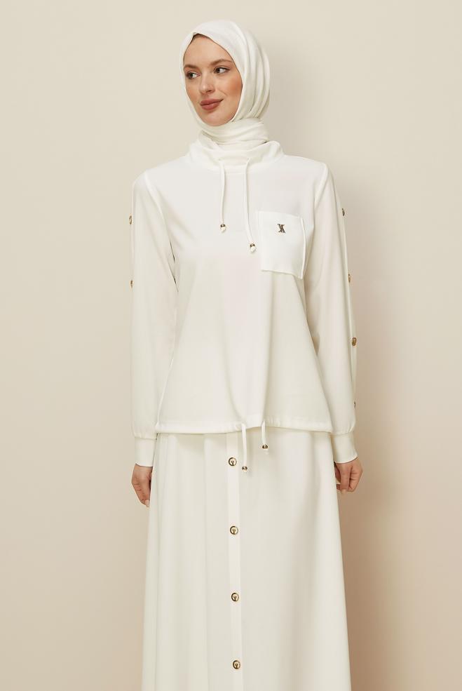 Hijab clothing WHITE SKIRTED TRACKSUIT SET 43878 - ALVİNA