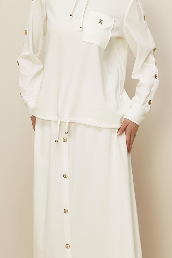 Hijab clothing WHITE SKIRTED TRACKSUIT SET 43878 - ALVİNA