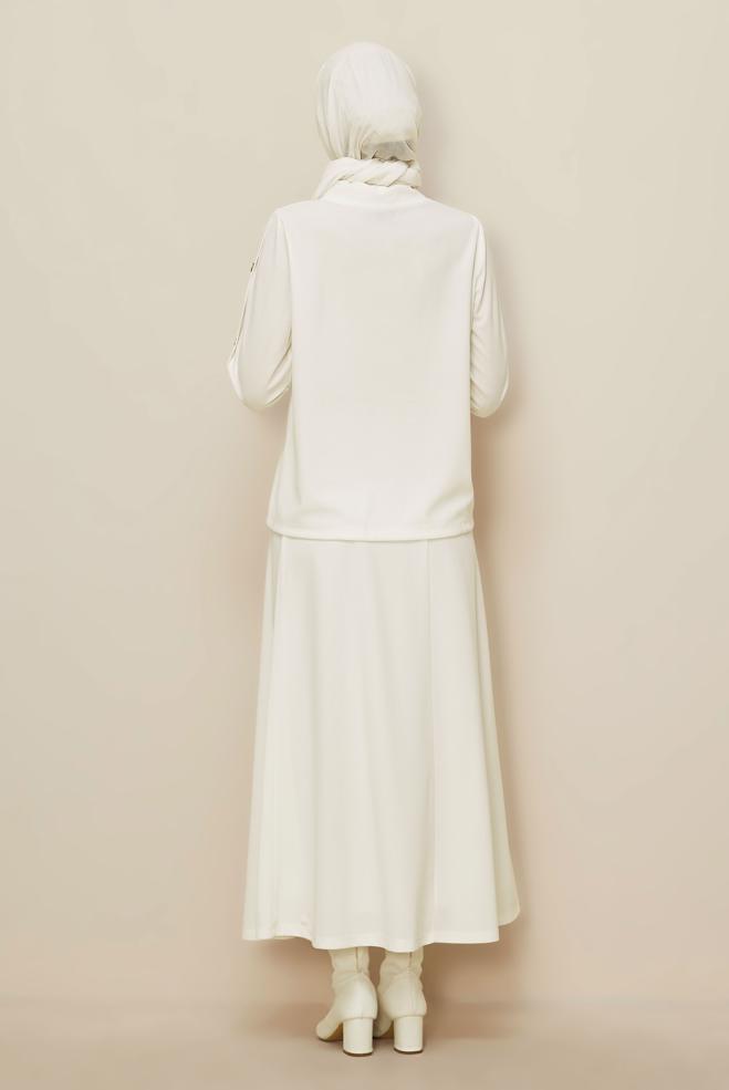 Hijab clothing WHITE SKIRTED TRACKSUIT SET 43878 - ALVİNA