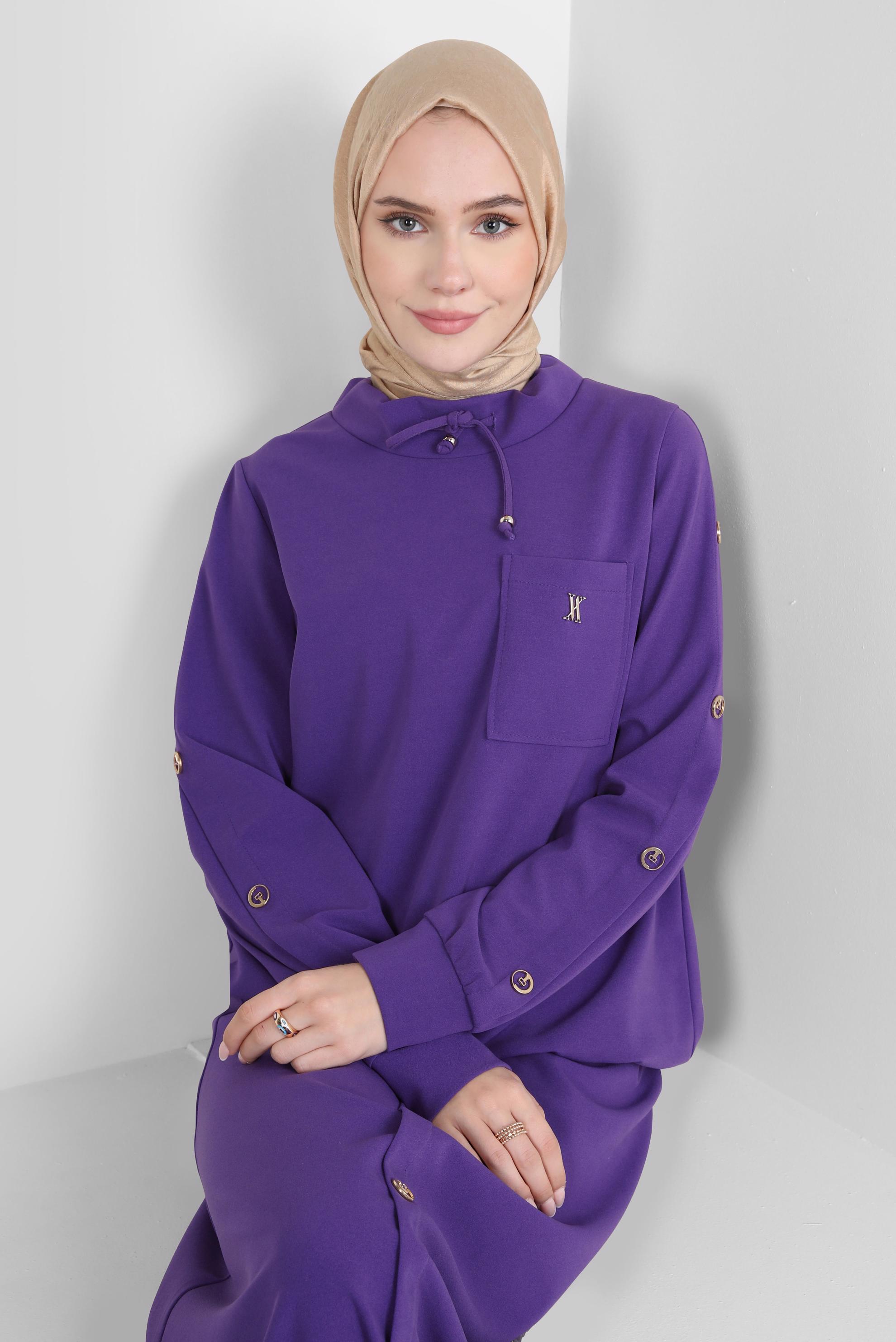 Tesettür giyim MOR ETEKLİ EŞOFMAN TAKIM 43878