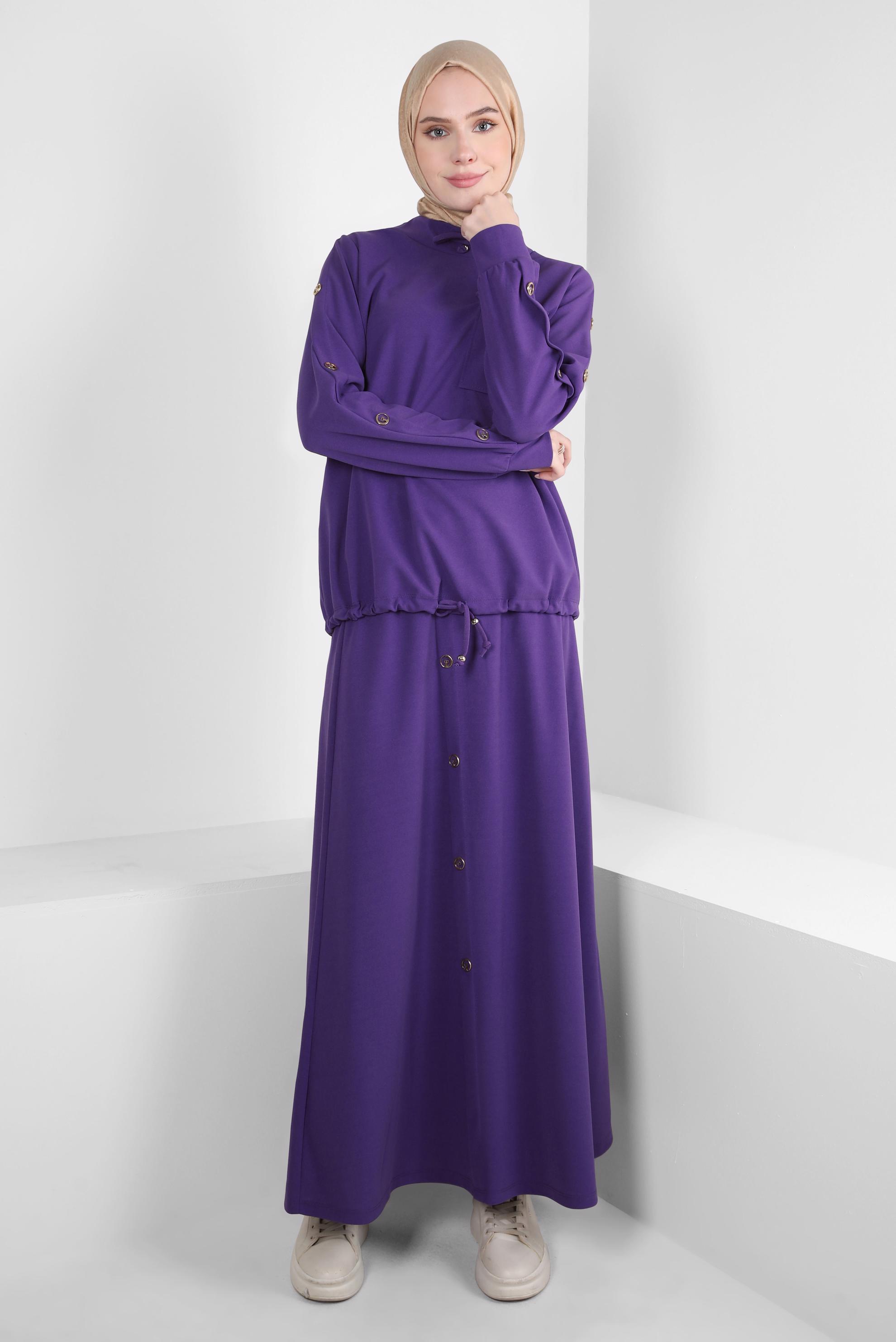 Tesettür giyim MOR ETEKLİ EŞOFMAN TAKIM 43878