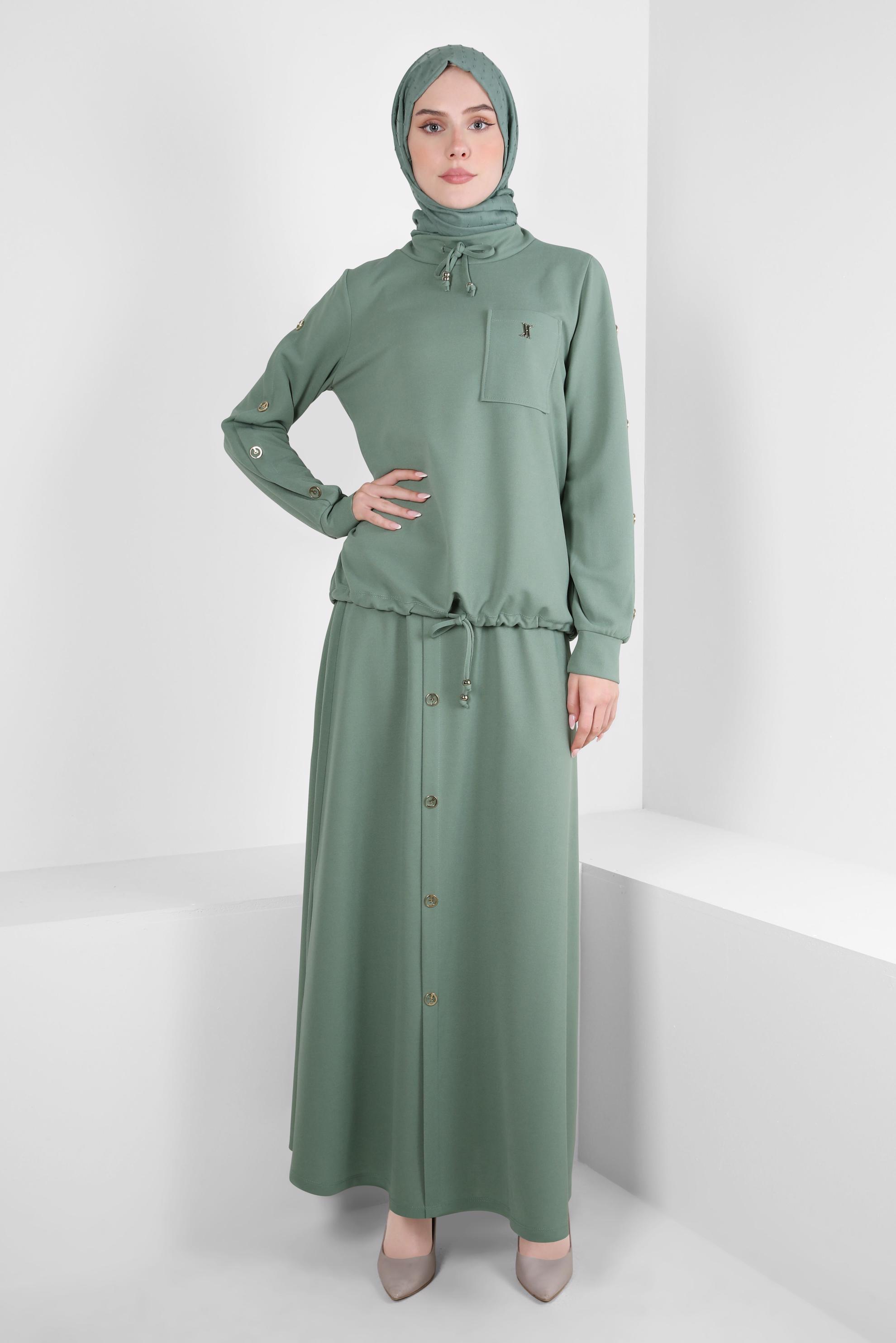 Tesettür giyim YEŞİL ETEKLİ EŞOFMAN TAKIM 43878