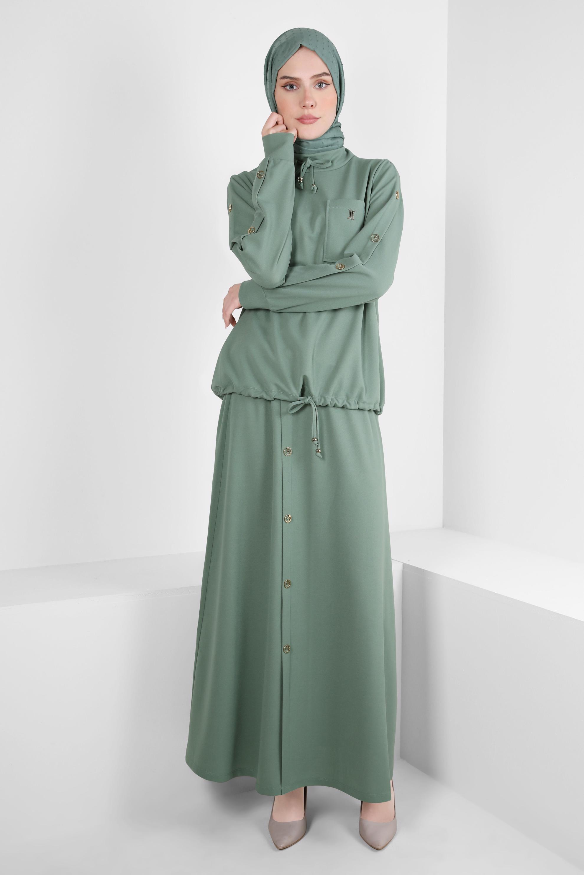 Tesettür giyim YEŞİL ETEKLİ EŞOFMAN TAKIM 43878