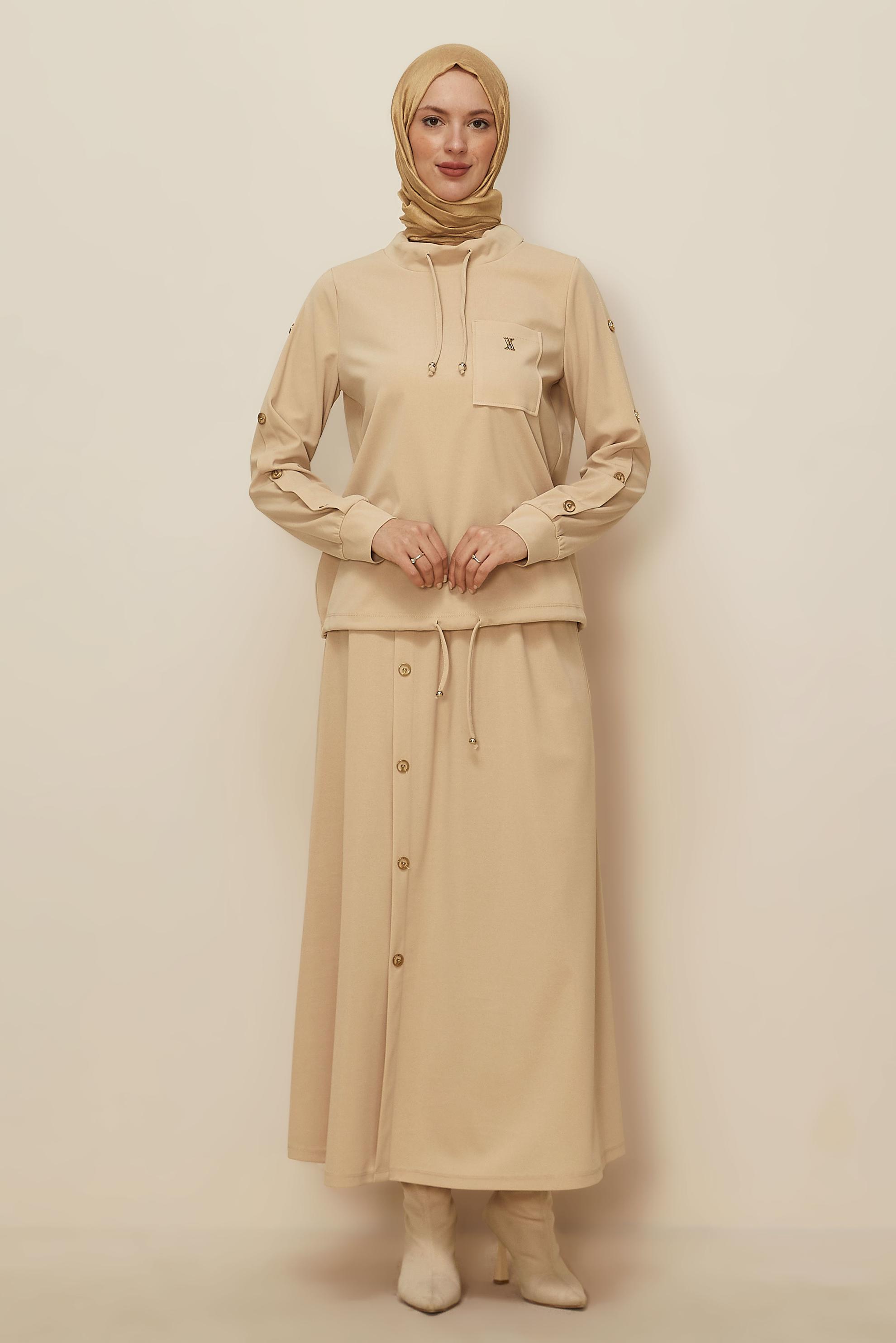 Hijab clothing ECRU SKIRTED TRACKSUIT SET 43878