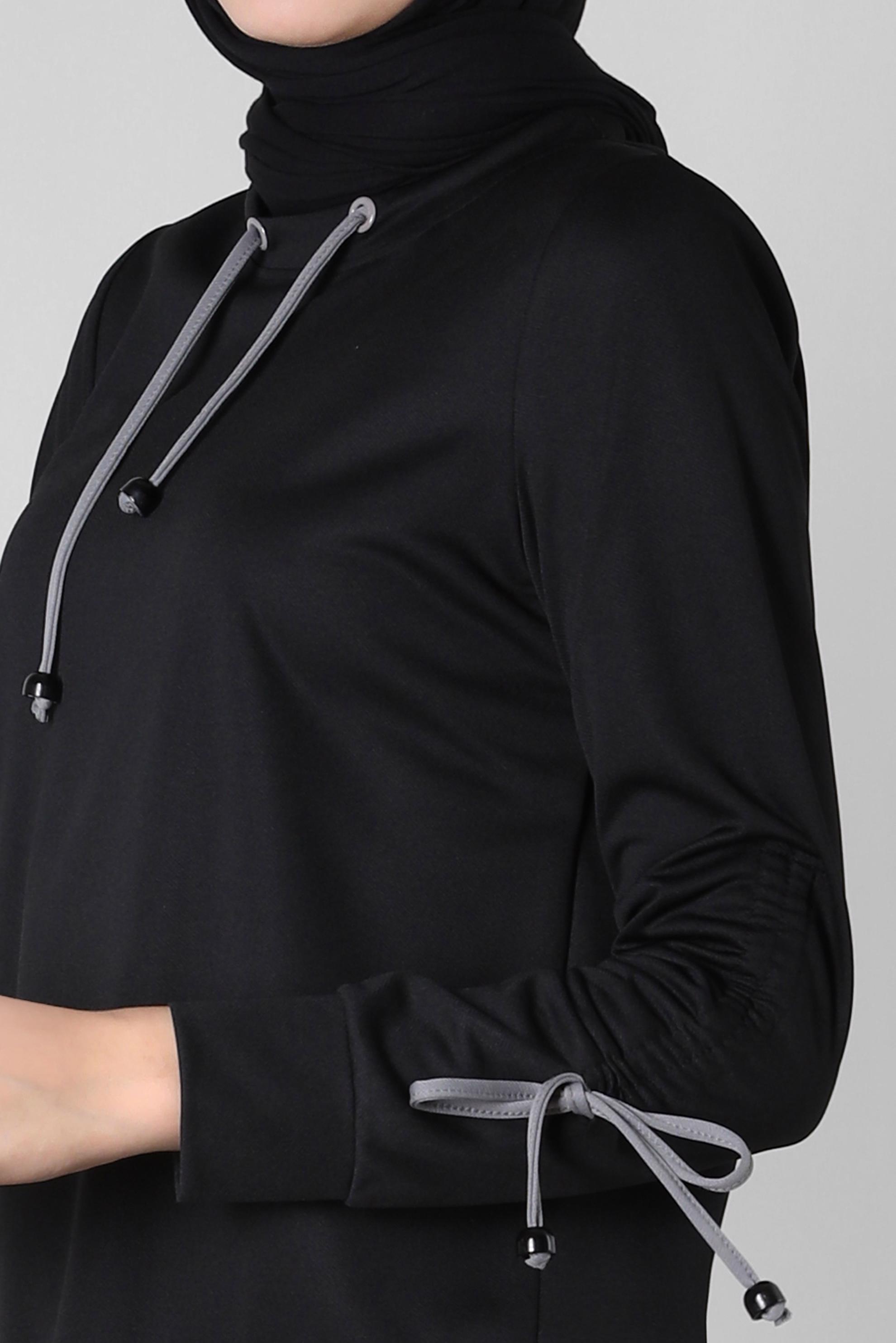 Tesettür giyim SİYAH ÖRME PANTOLONLU EŞOFMAN TAKIM 43880