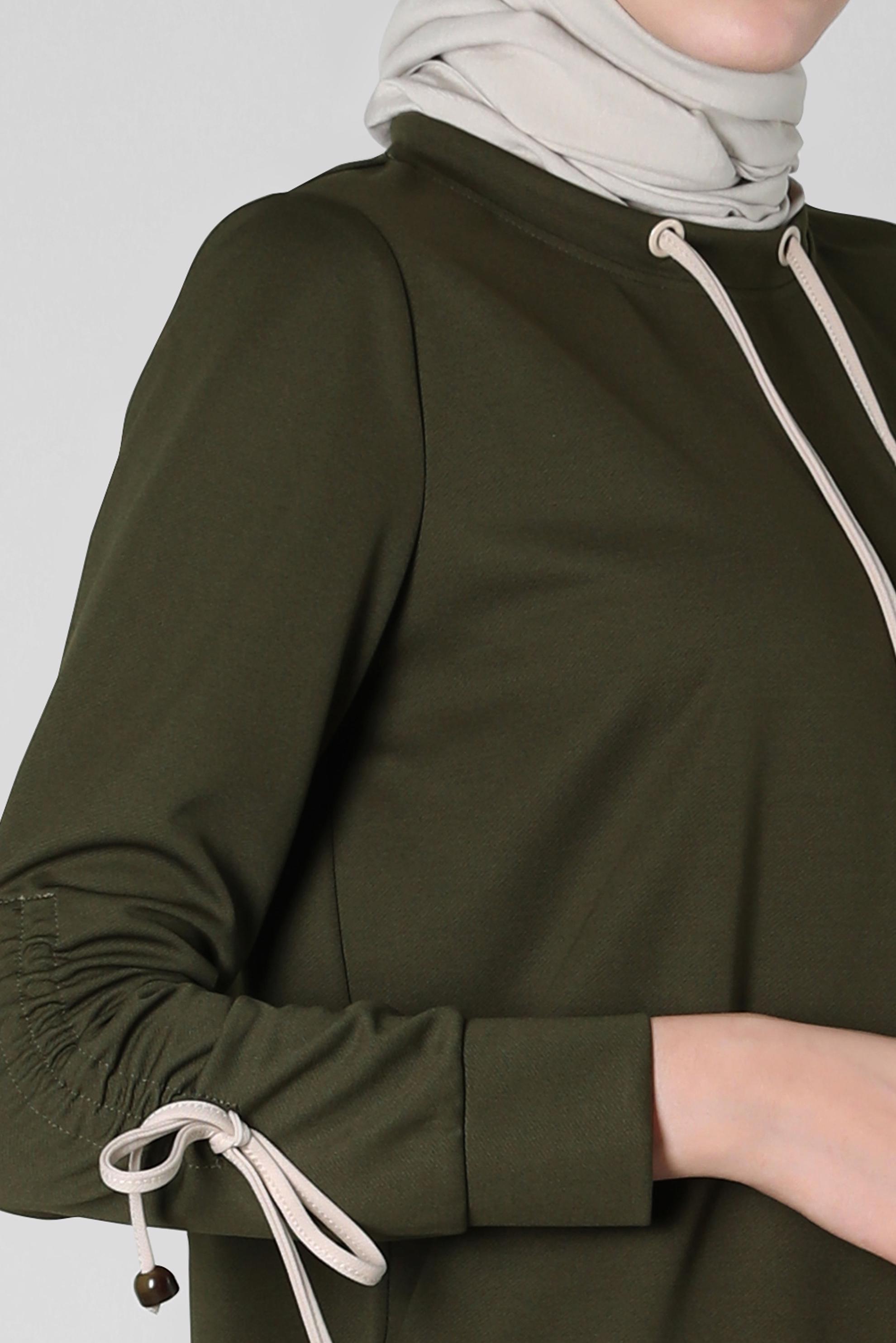 Tesettür giyim HAKİ ÖRME PANTOLONLU EŞOFMAN TAKIM 43880