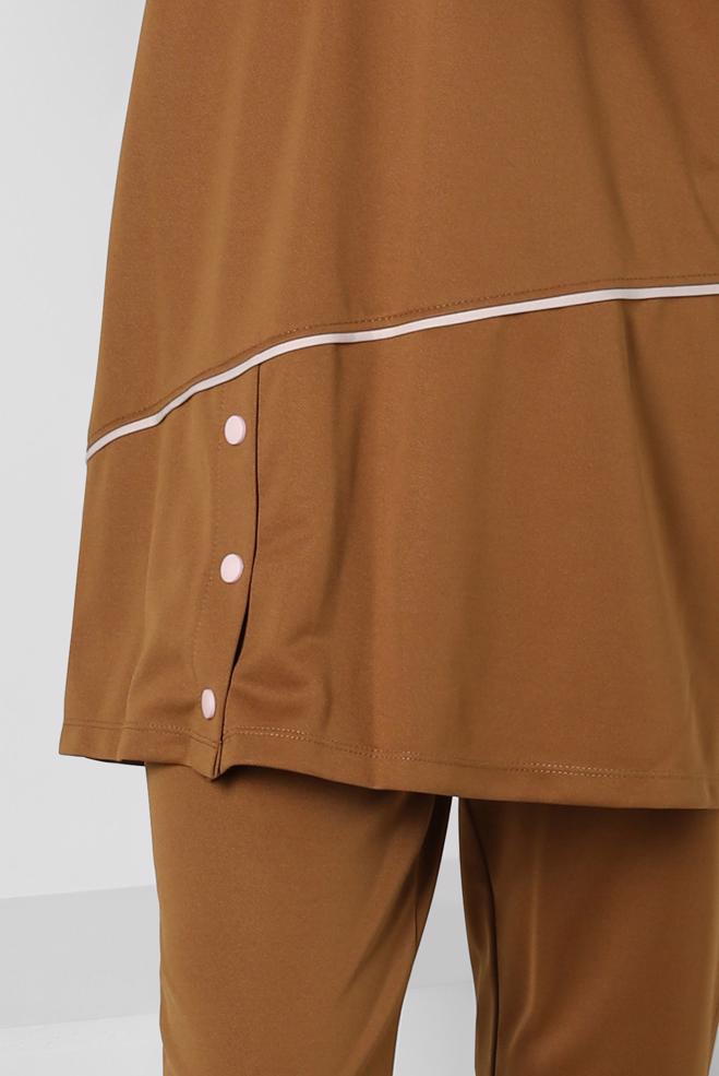 Tesettür giyim SARI ÖRME PANTOLONLU EŞOFMAN TAKIM 43880 - ALVİNA